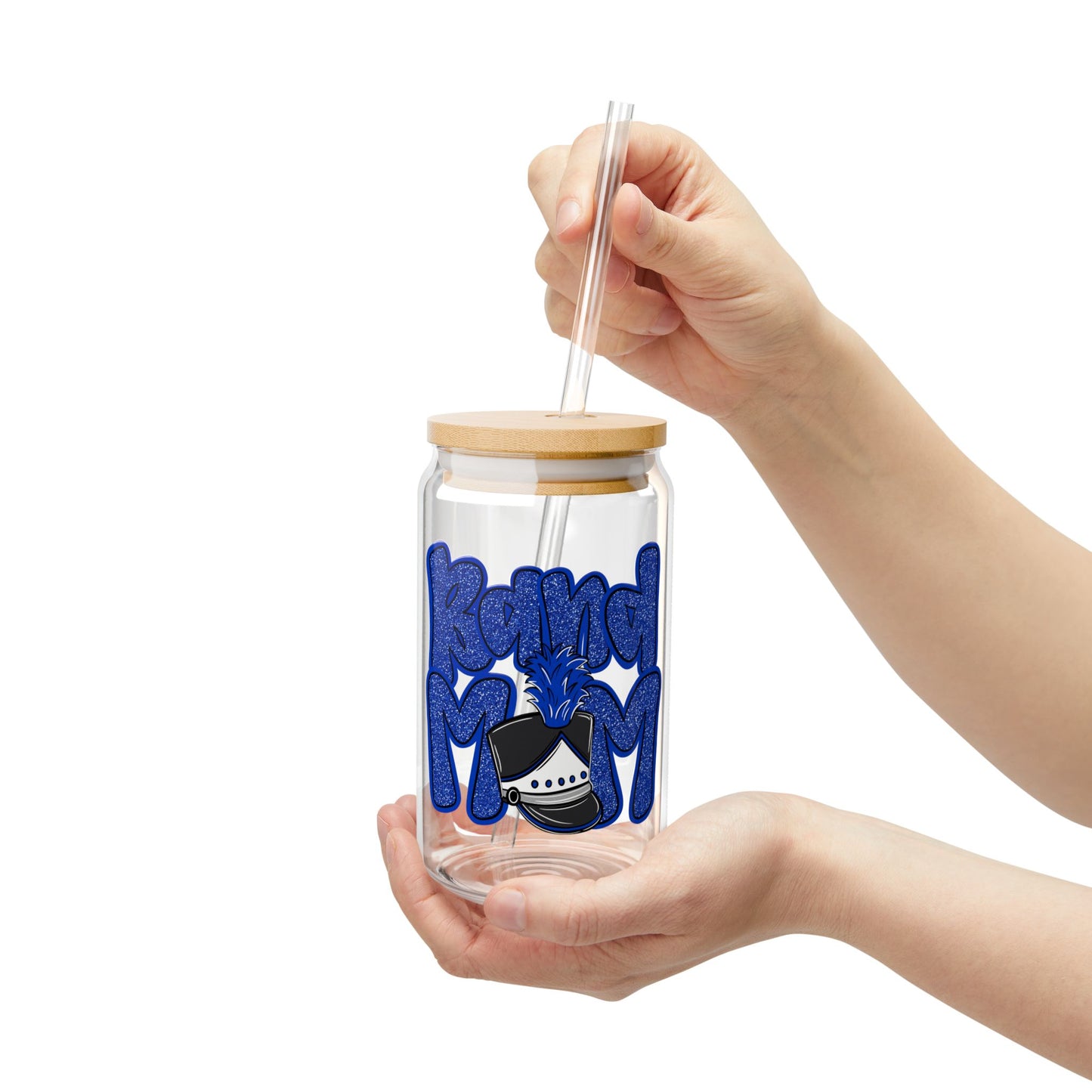 Band Mom Hat Sipper Glass — 16oz Reusable Tumbler with Bamboo Lid