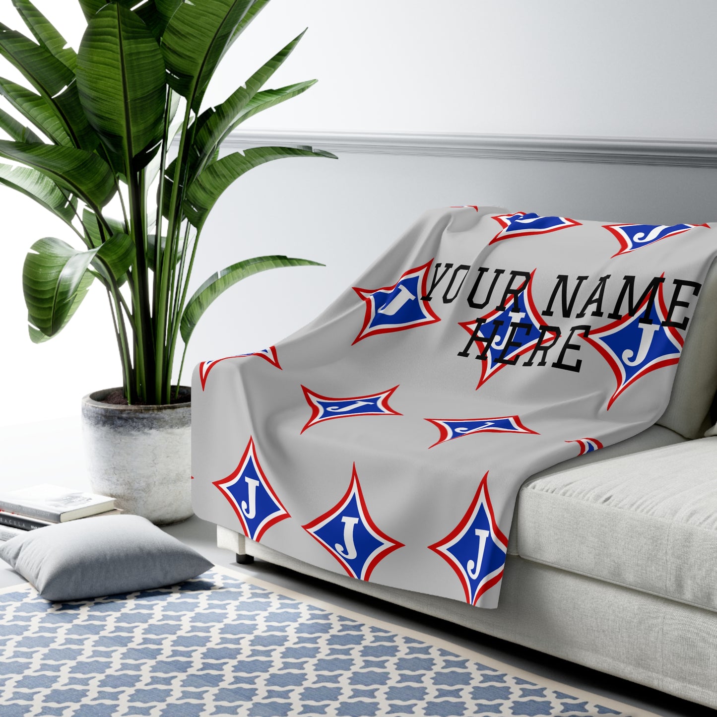 Jefferson J Diamond Sherpa Fleece Blanket