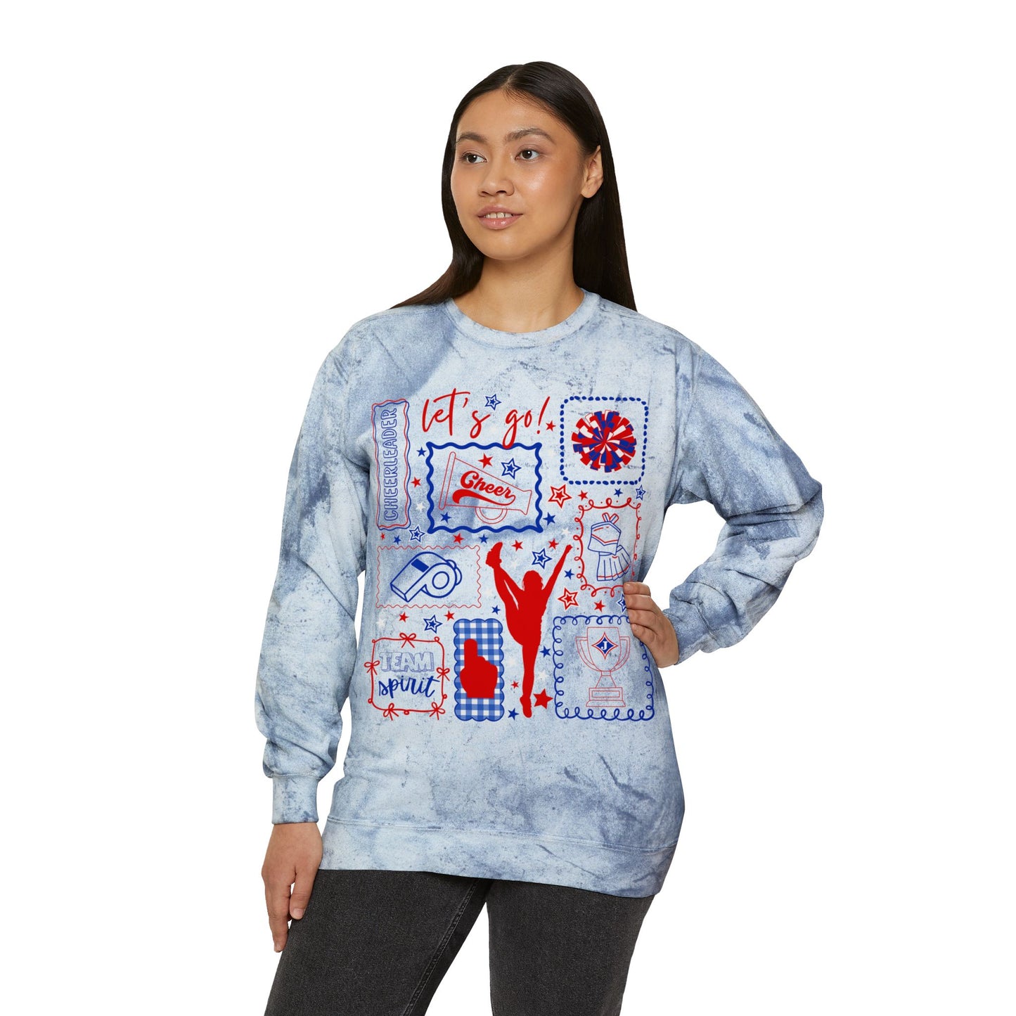 Cheer Icon Grid Tie Dye Sweatshirt