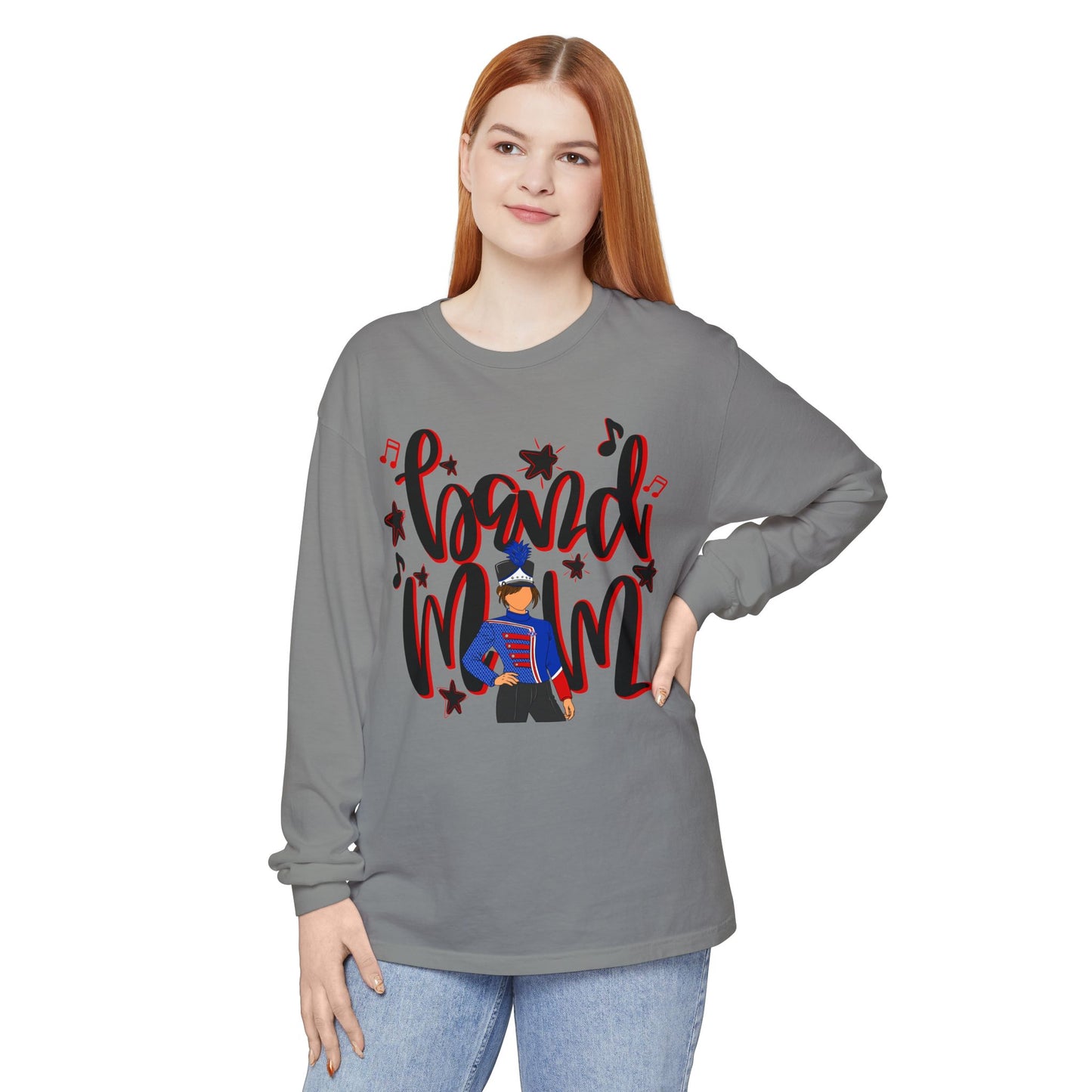 Band Mom Red Girl Long Sleeve Tee (Comfort Colors)