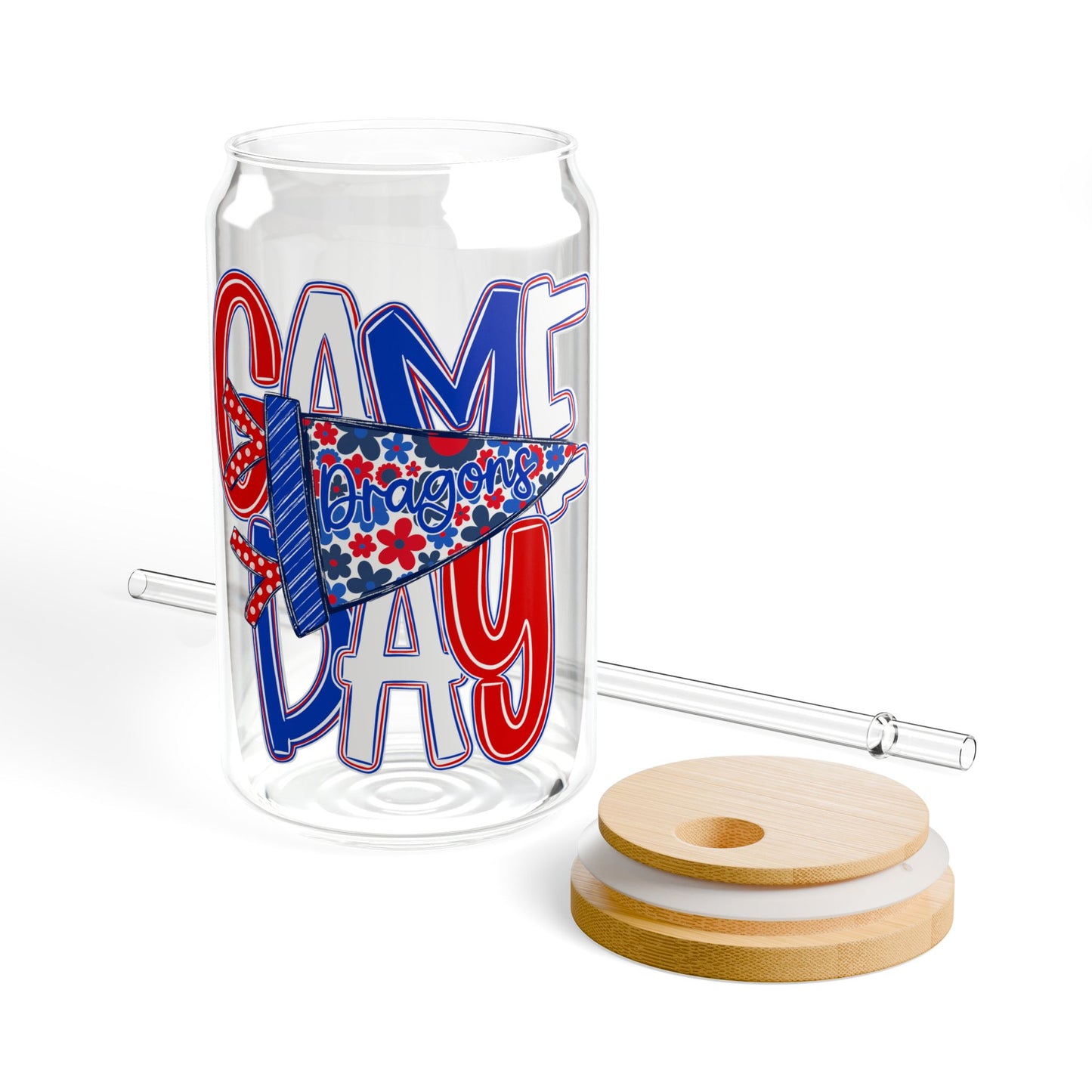 Game Day Dragons Sipper Glass — 16oz Reusable Tumbler with Bamboo Lid
