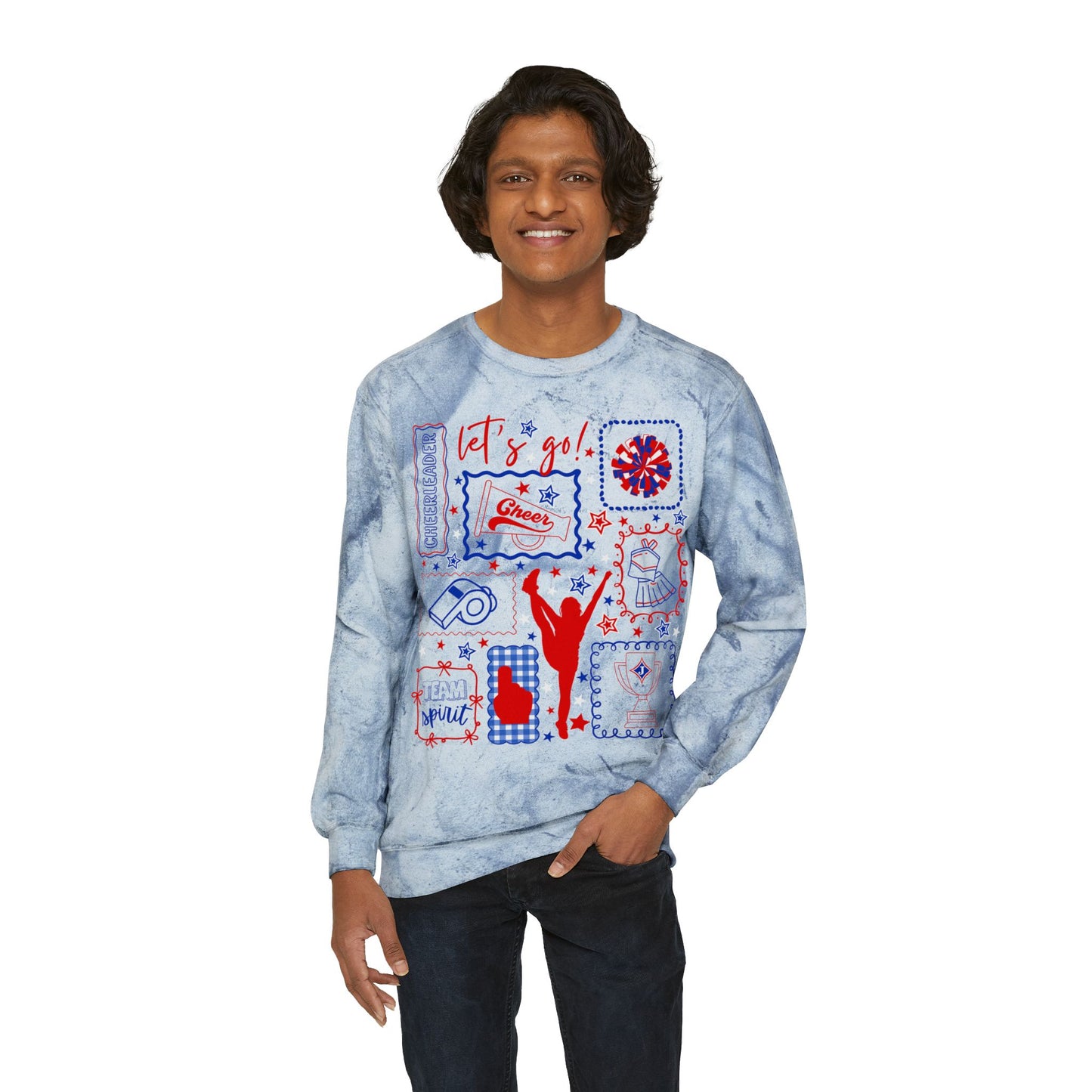 Cheer Icon Grid Tie Dye Sweatshirt