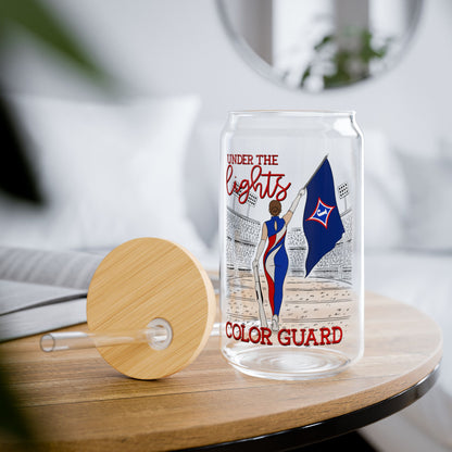 Under The Lights Color Guard Sipper Glass — 16oz Reusable Tumbler with Bamboo Lid