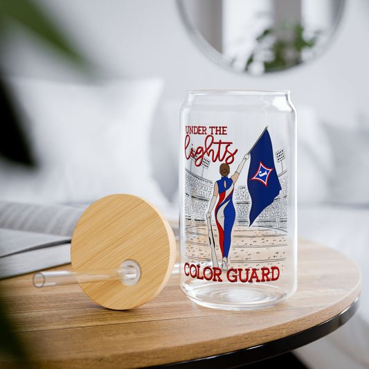 Under The Lights Color Guard Sipper Glass — 16oz Reusable Tumbler with Bamboo Lid