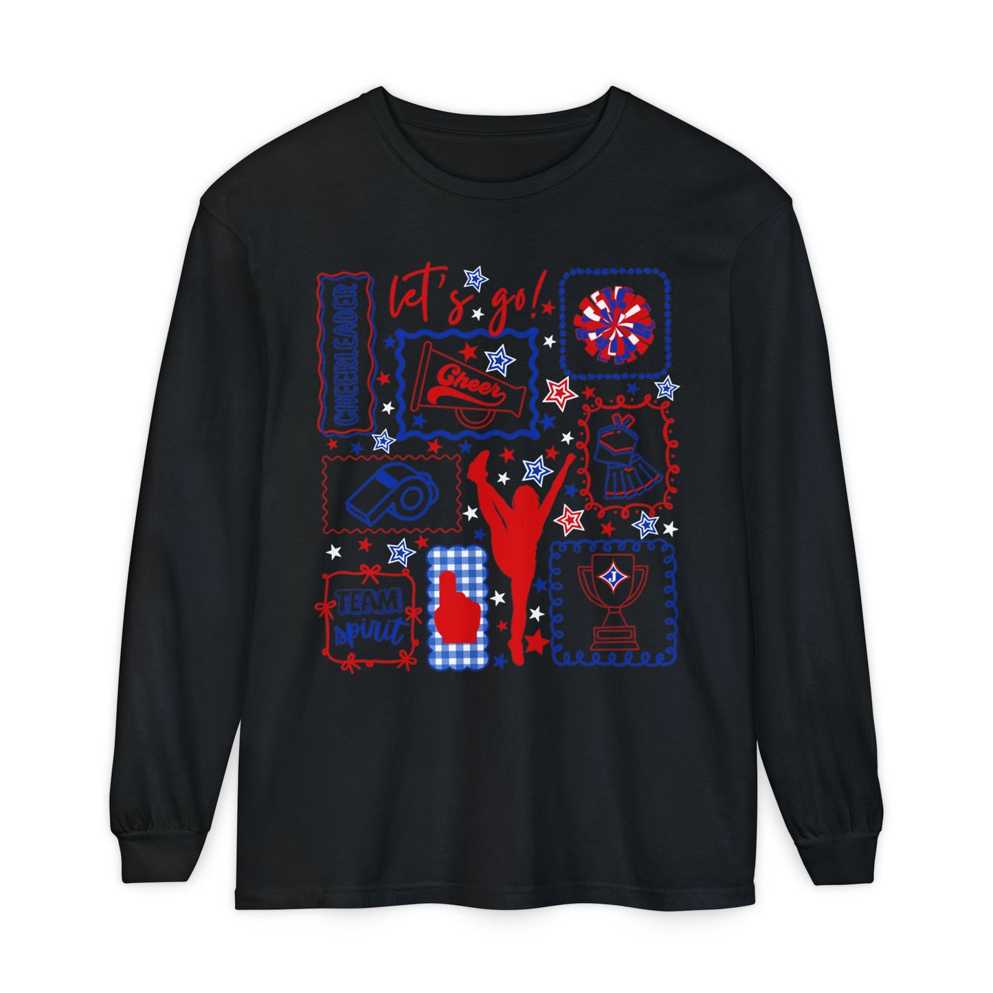 Cheer Icon Grid Long Sleeve Tee (Comfort Colors)