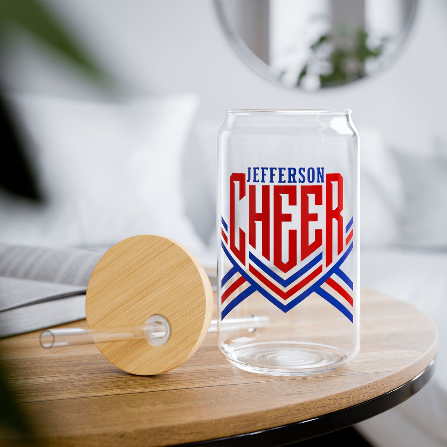 Jefferson Cheer Sipper Glass — 16oz Reusable Tumbler with Bamboo Lid