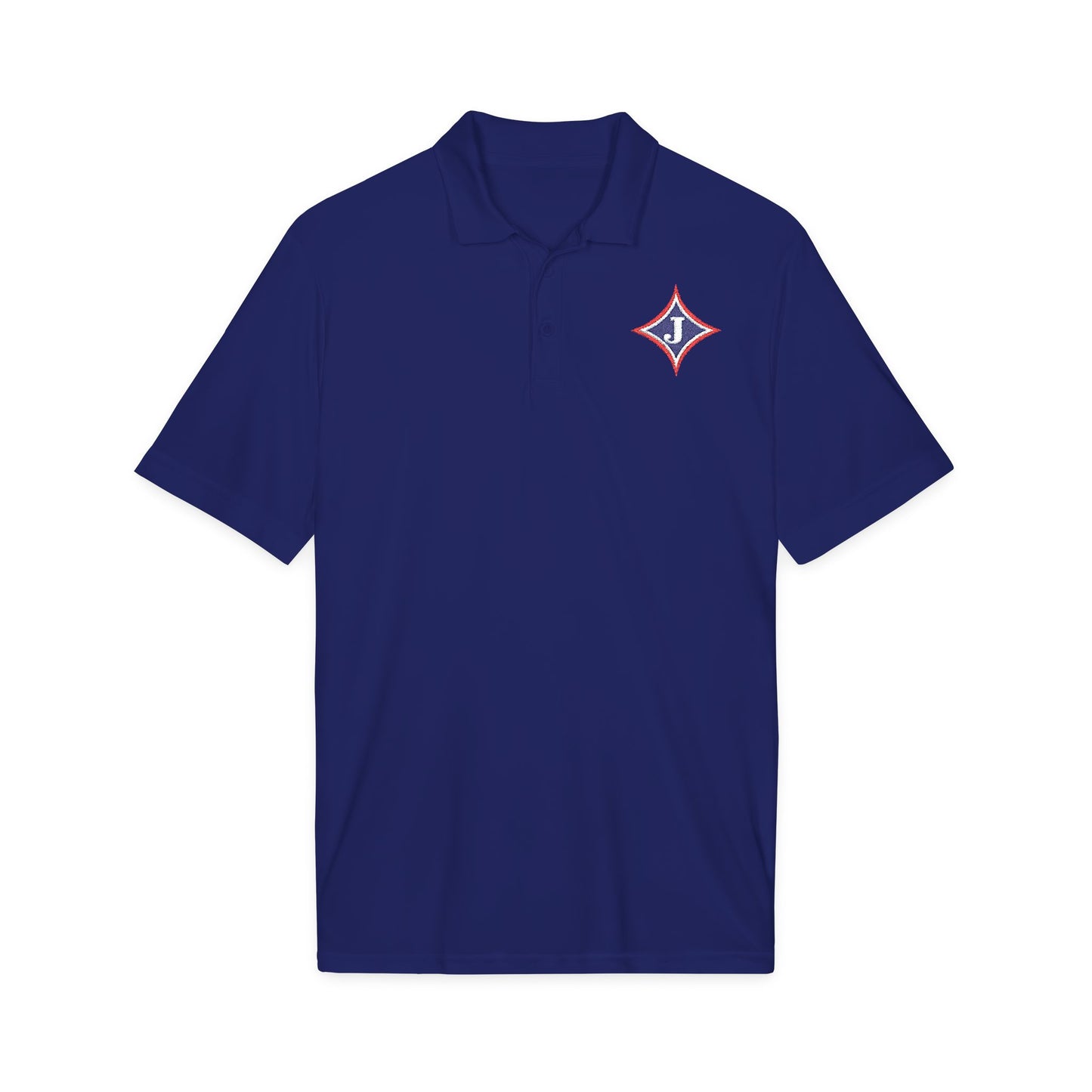 Embroidered Jefferson Diamond Shirt — Classic White Performance Golf Polo