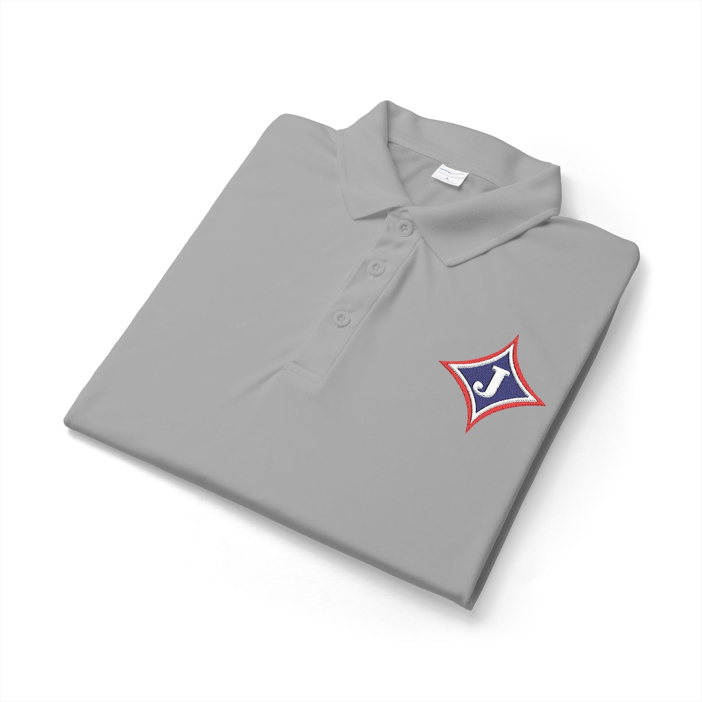 Embroidered Jefferson Diamond Shirt — Classic White Performance Golf Polo