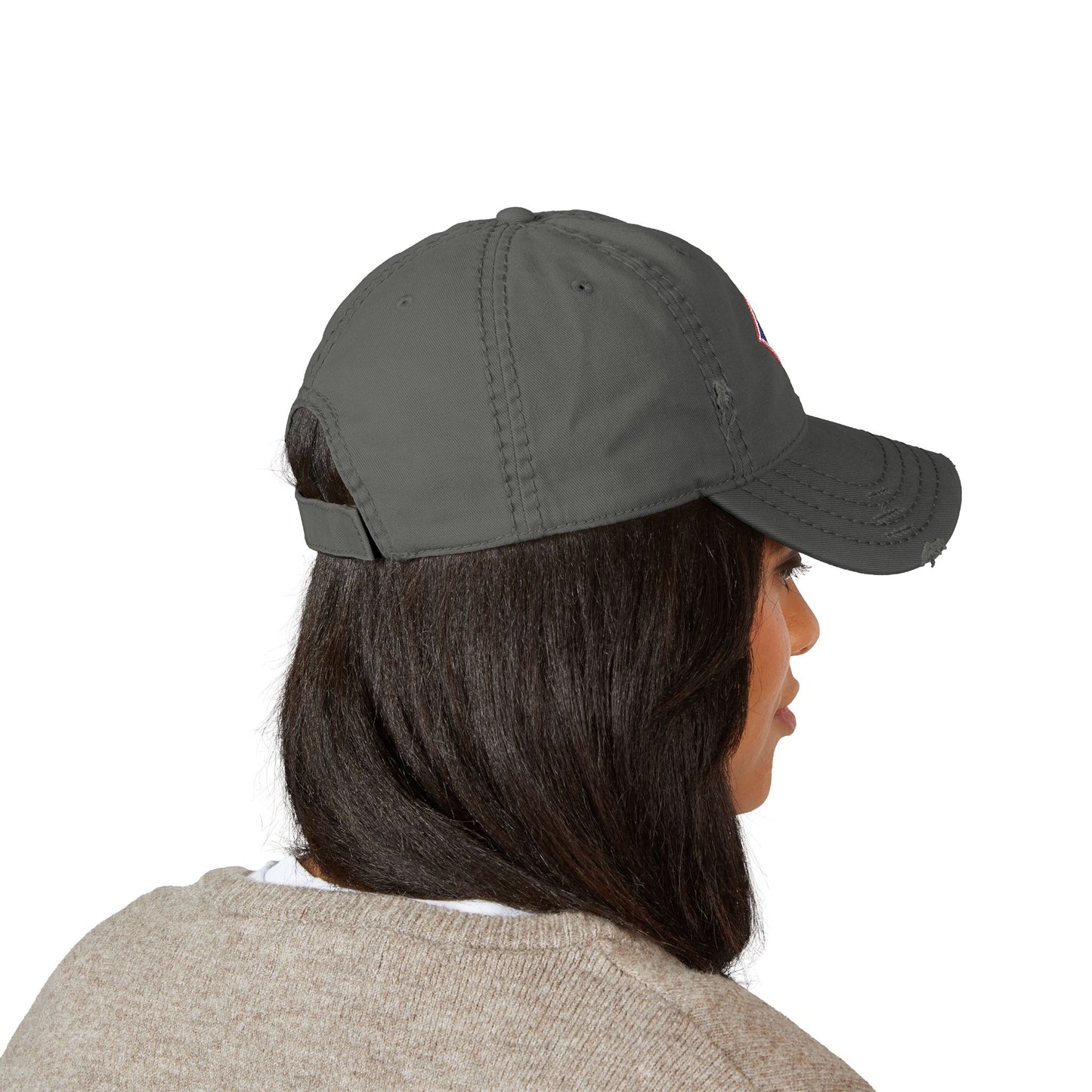 Jefferson J Diamond Distressed Embroidered Dad Hat