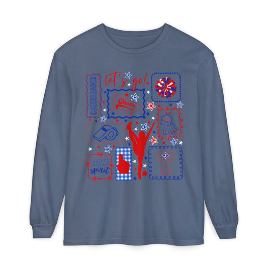 Cheer Icon Grid Long Sleeve Tee (Comfort Colors)