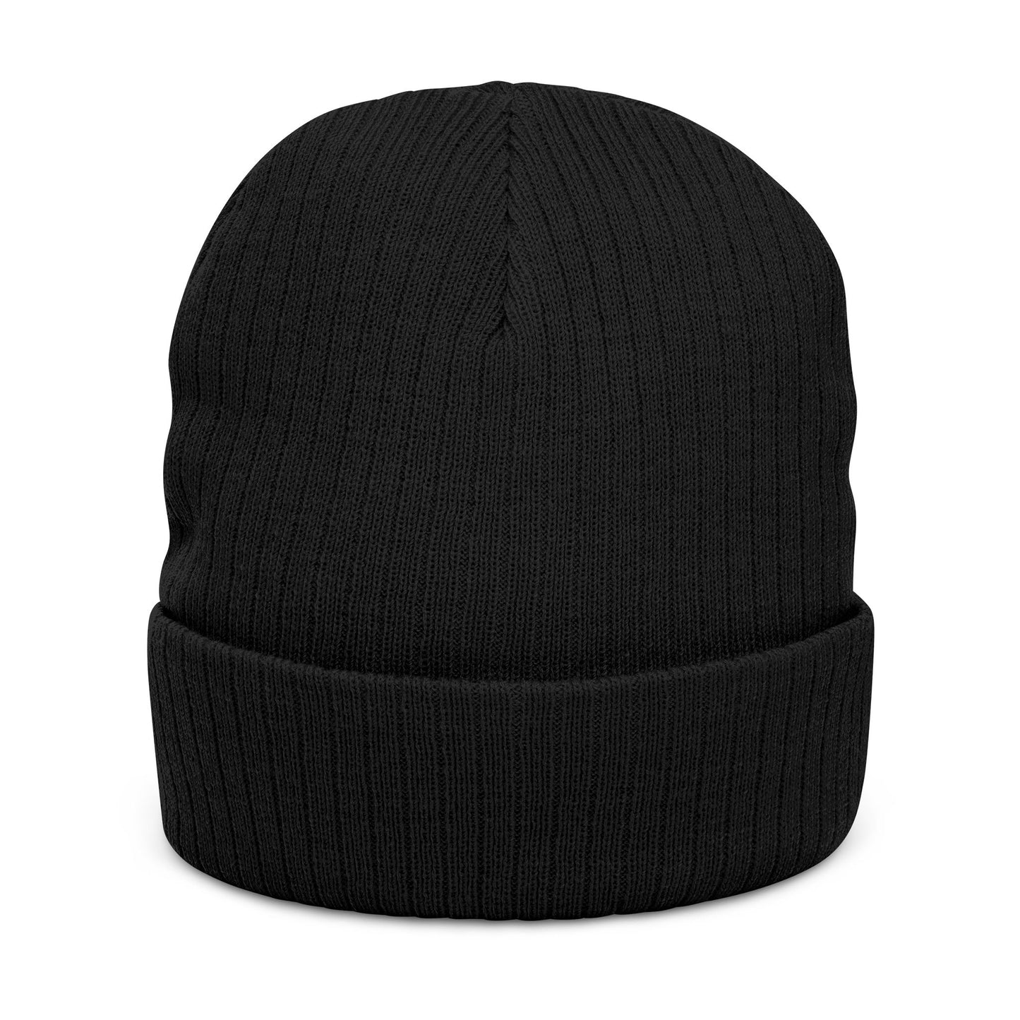 Jefferson J Diamond Embroidered Ribbed Beanie