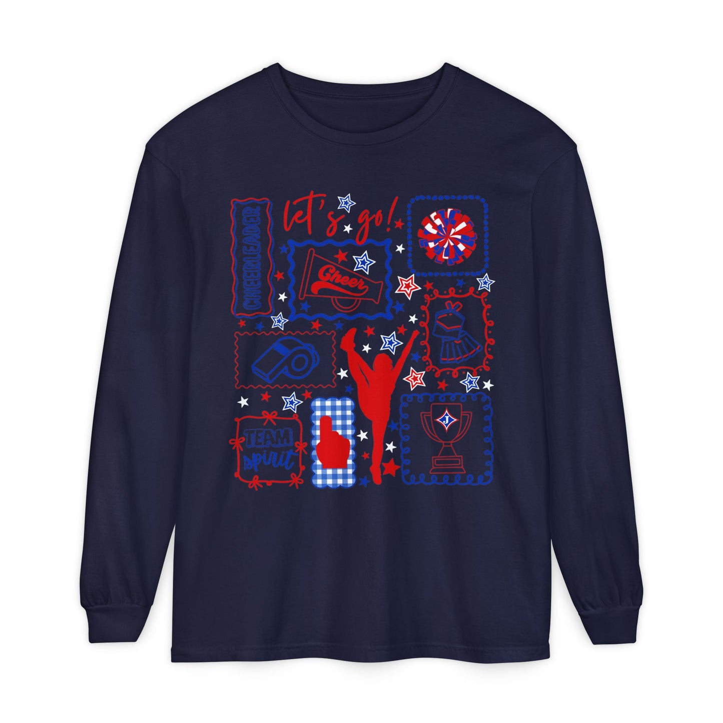 Cheer Icon Grid Long Sleeve Tee (Comfort Colors)