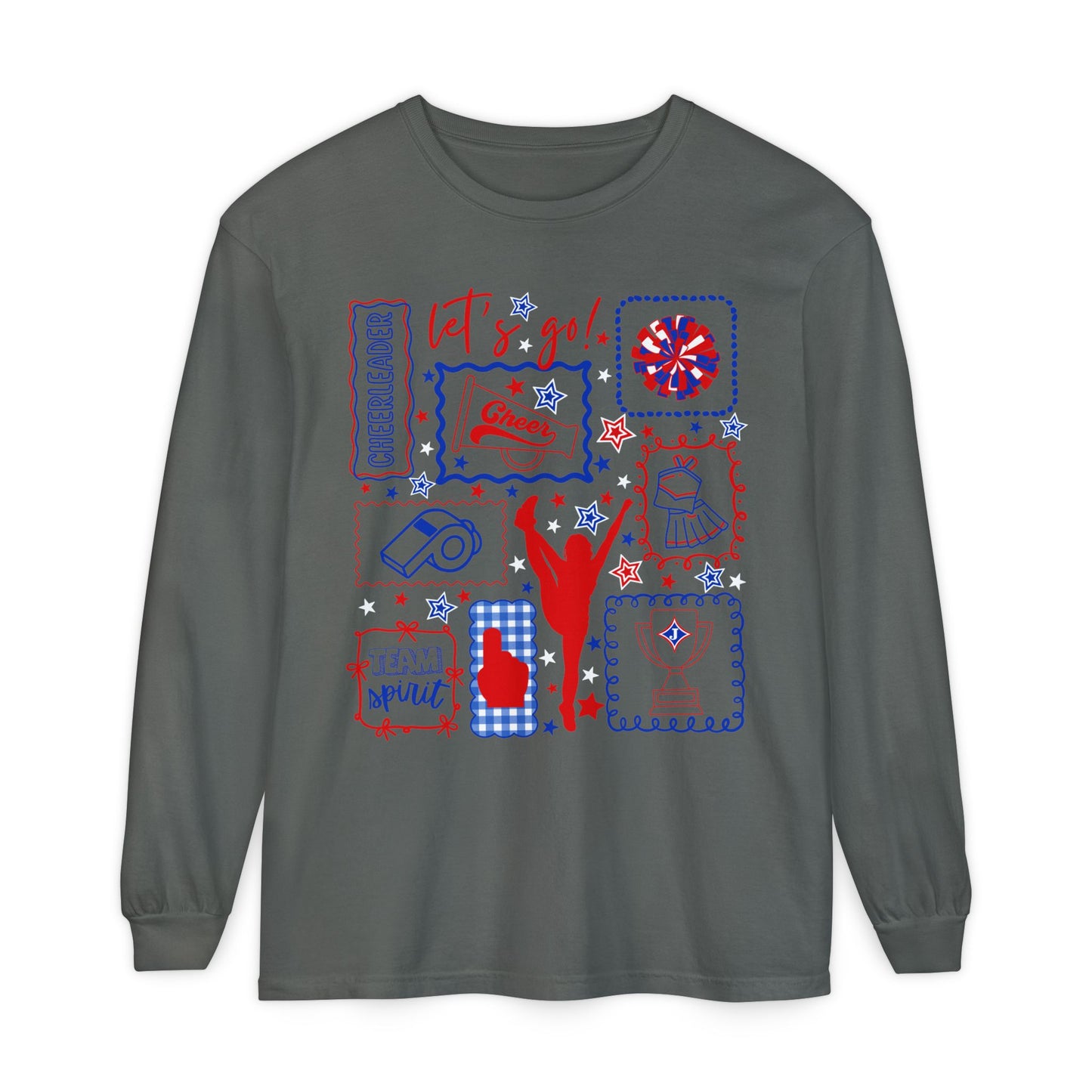Cheer Icon Grid Long Sleeve Tee (Comfort Colors)