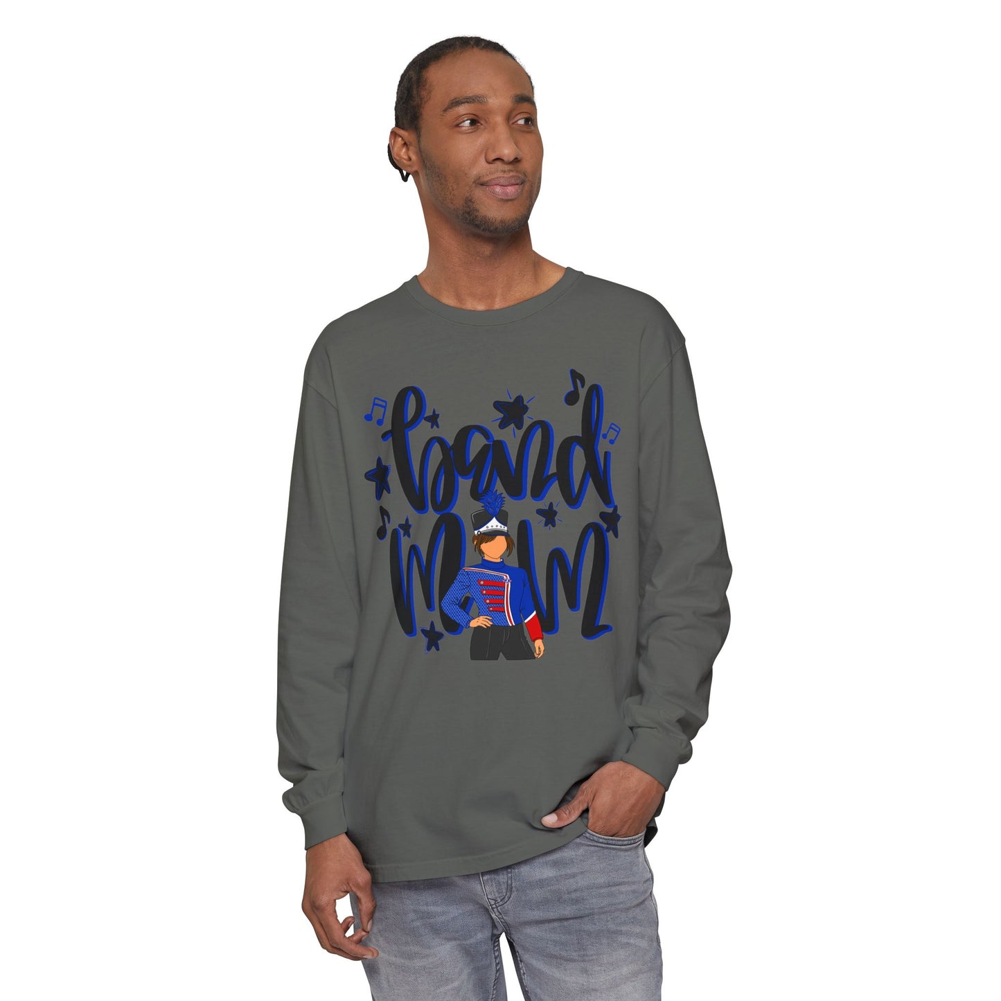 Band Mom Blue Girl Long Sleeve Tee (Comfort Colors)