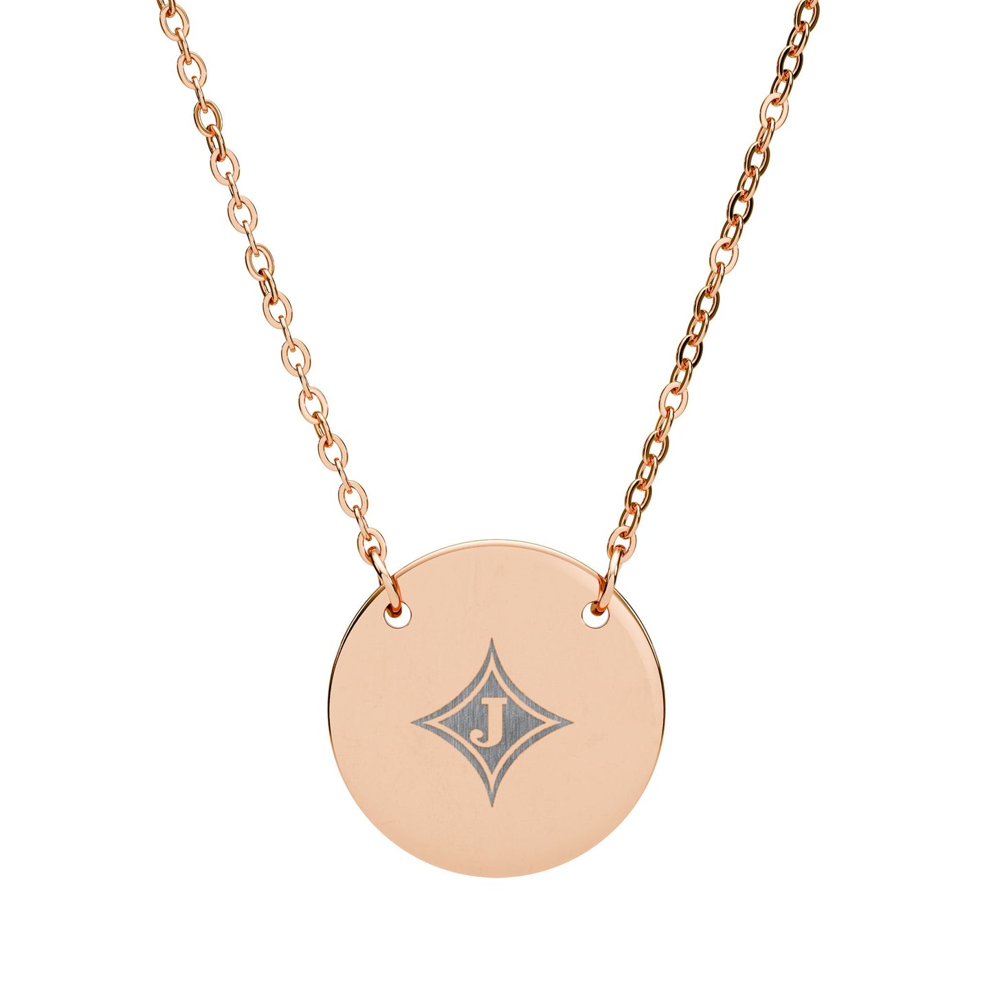 Jefferson J Diamond Engraved Circle Necklace