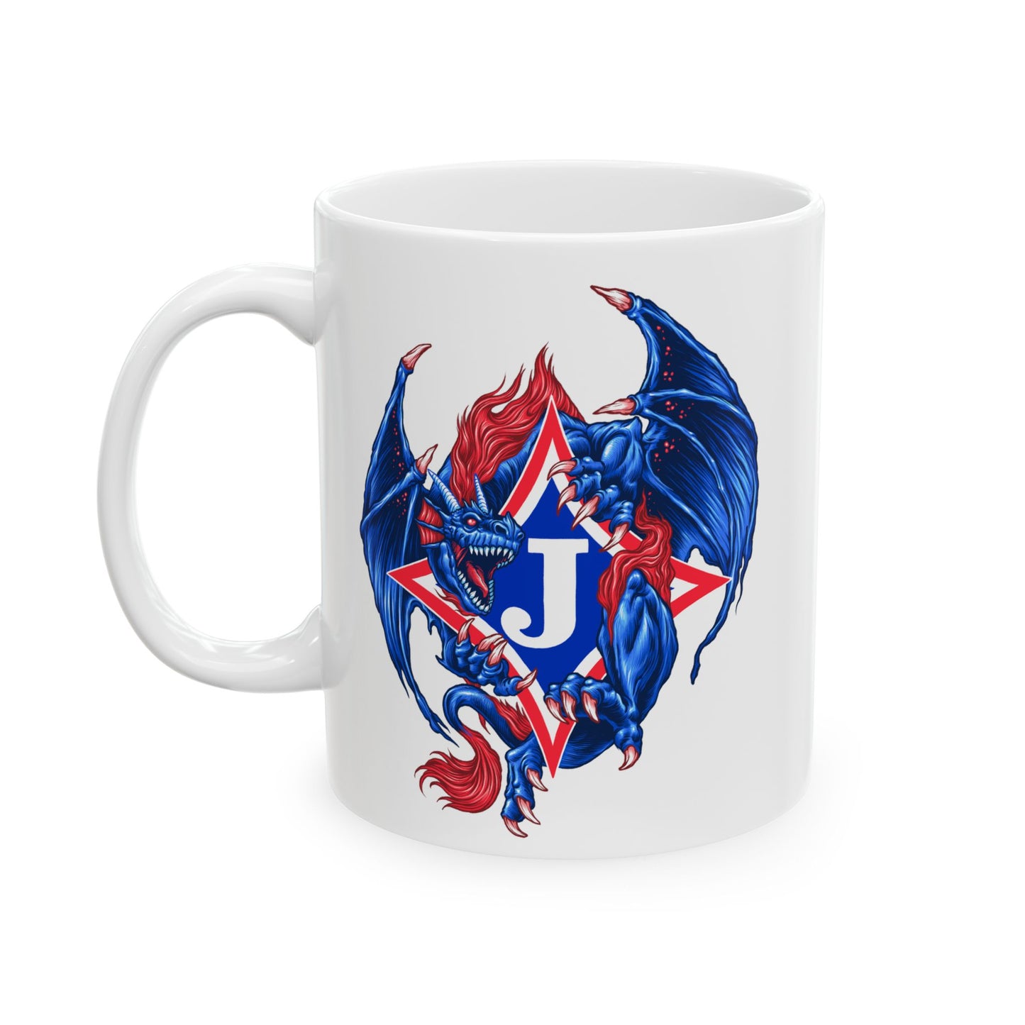 Exclusive Dragon J Ceramic Mug — 11oz & 15oz Coffee Cup
