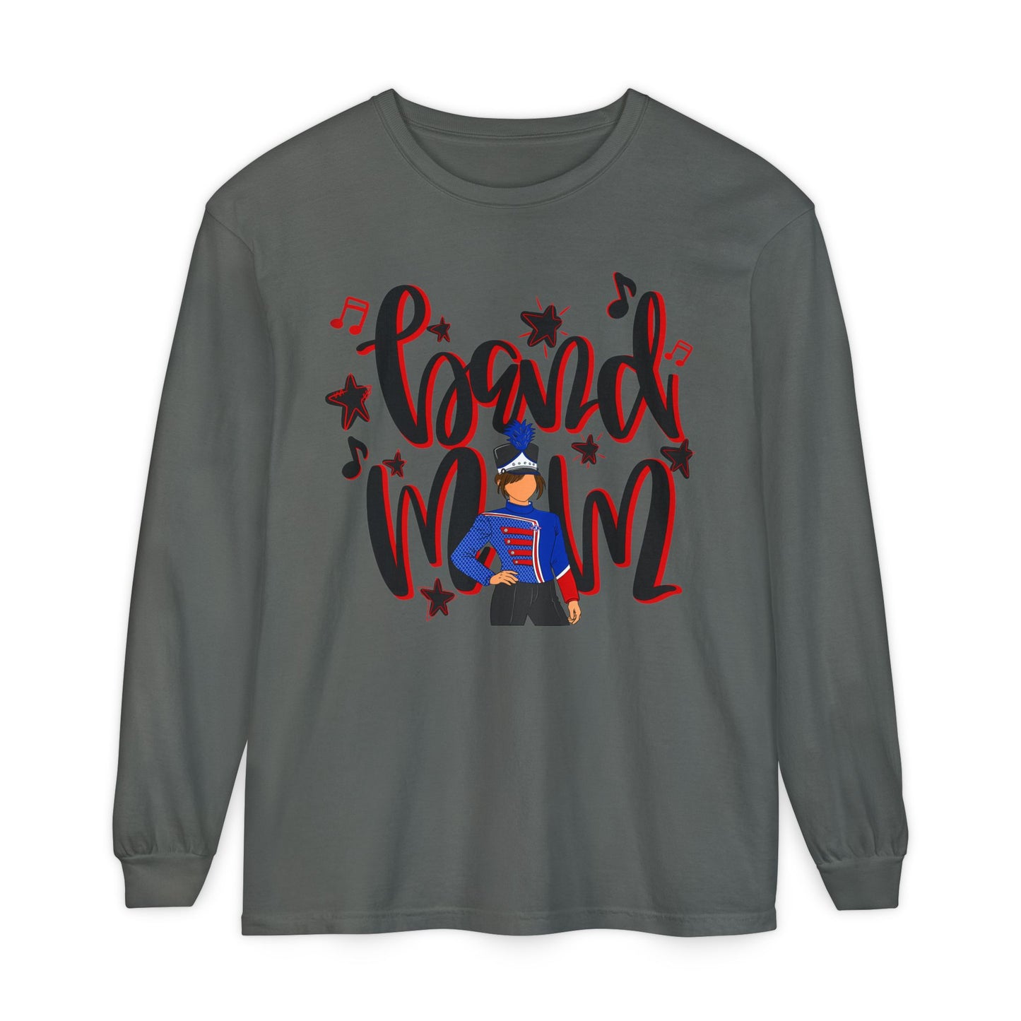 Band Mom Red Girl Long Sleeve Tee (Comfort Colors)