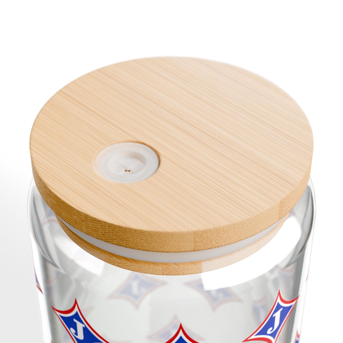 Jefferson J Diamond Sipper Glass — 16oz Reusable Tumbler with Bamboo Lid