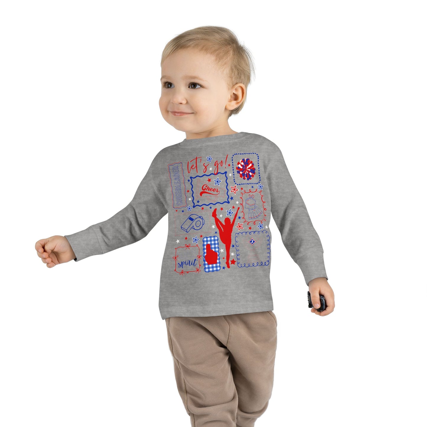 Cheer Icon Grid Toddler Long Sleeve Tee