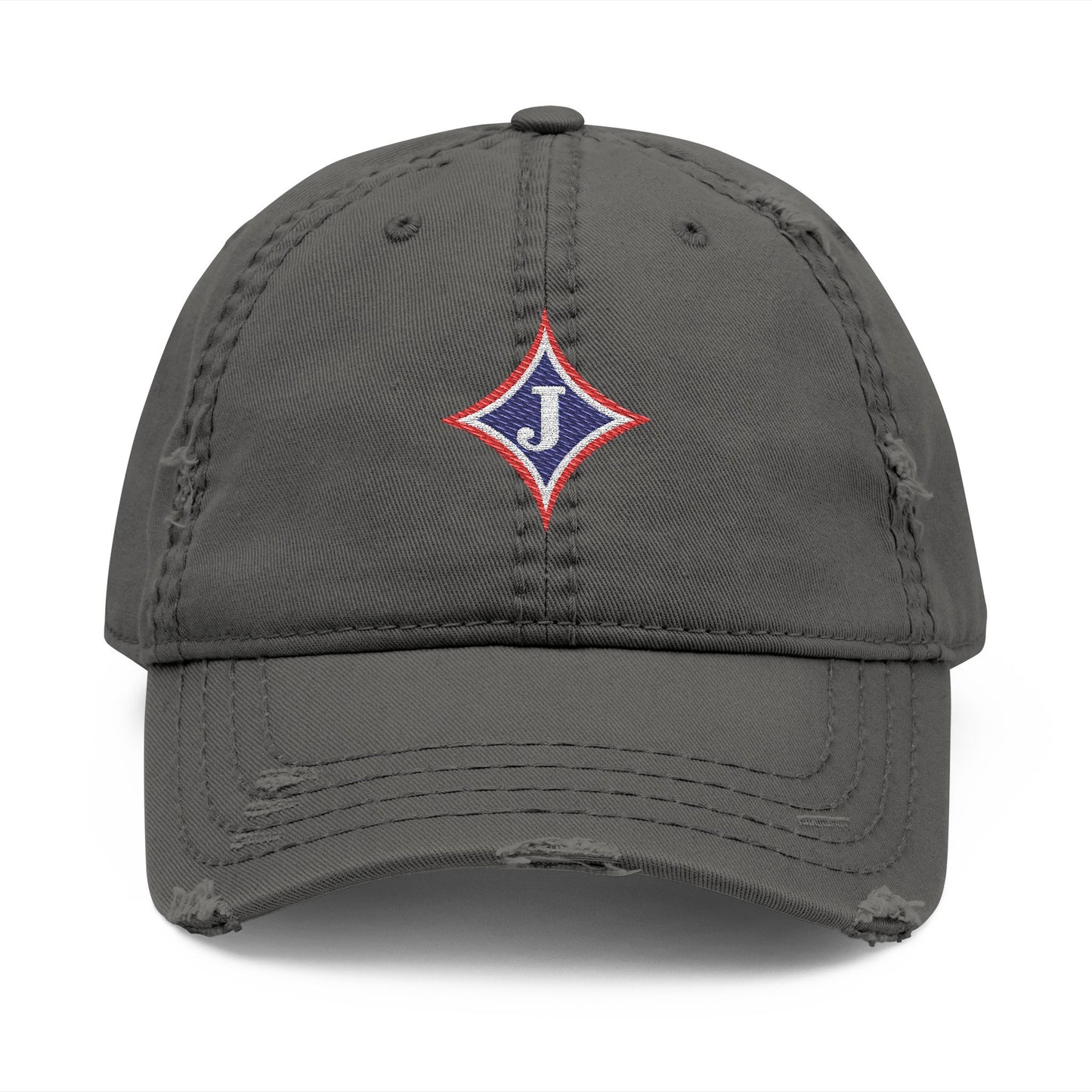 Jefferson J Diamond Distressed Embroidered Dad Hat