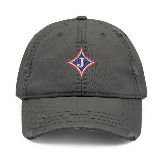 Jefferson J Diamond Distressed Embroidered Dad Hat