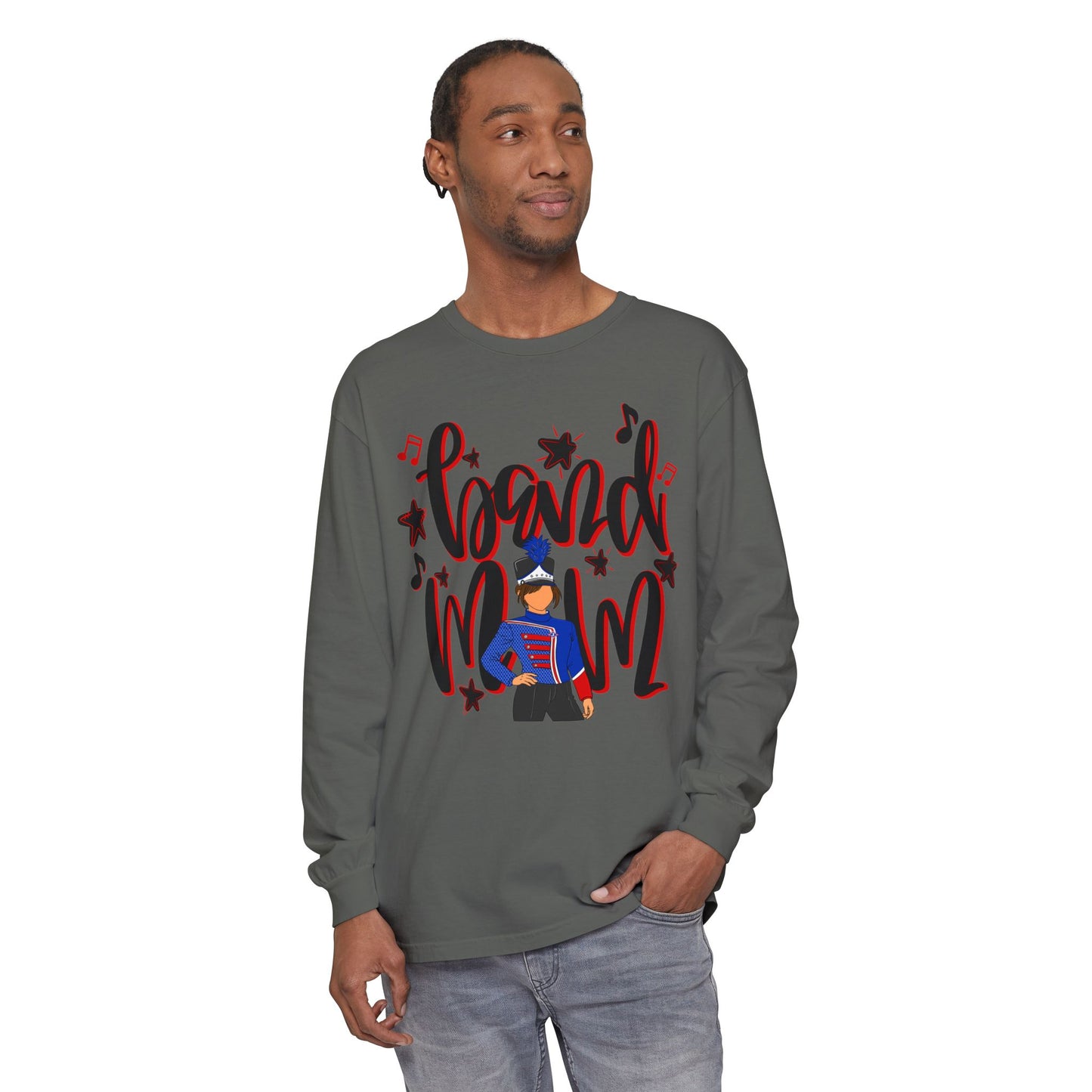 Band Mom Red Girl Long Sleeve Tee (Comfort Colors)