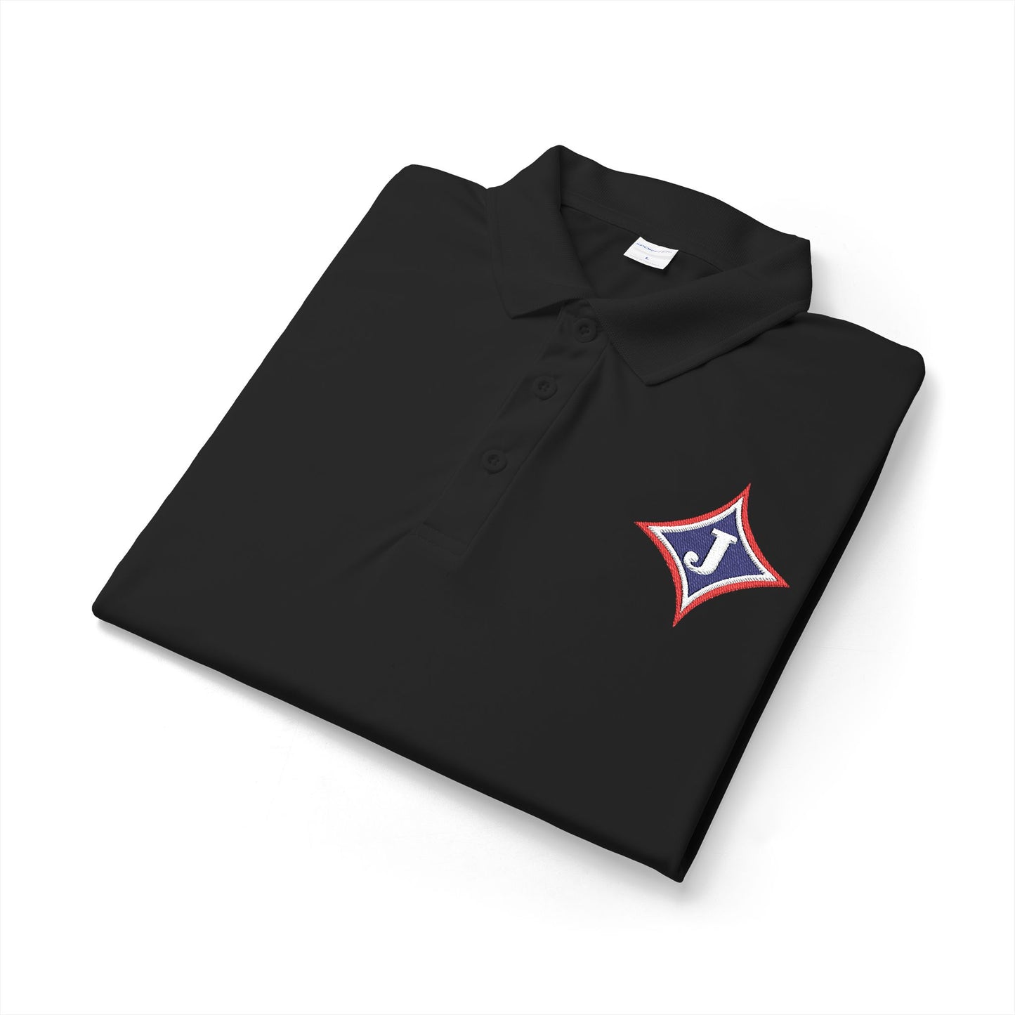 Embroidered Jefferson Diamond Shirt — Classic White Performance Golf Polo