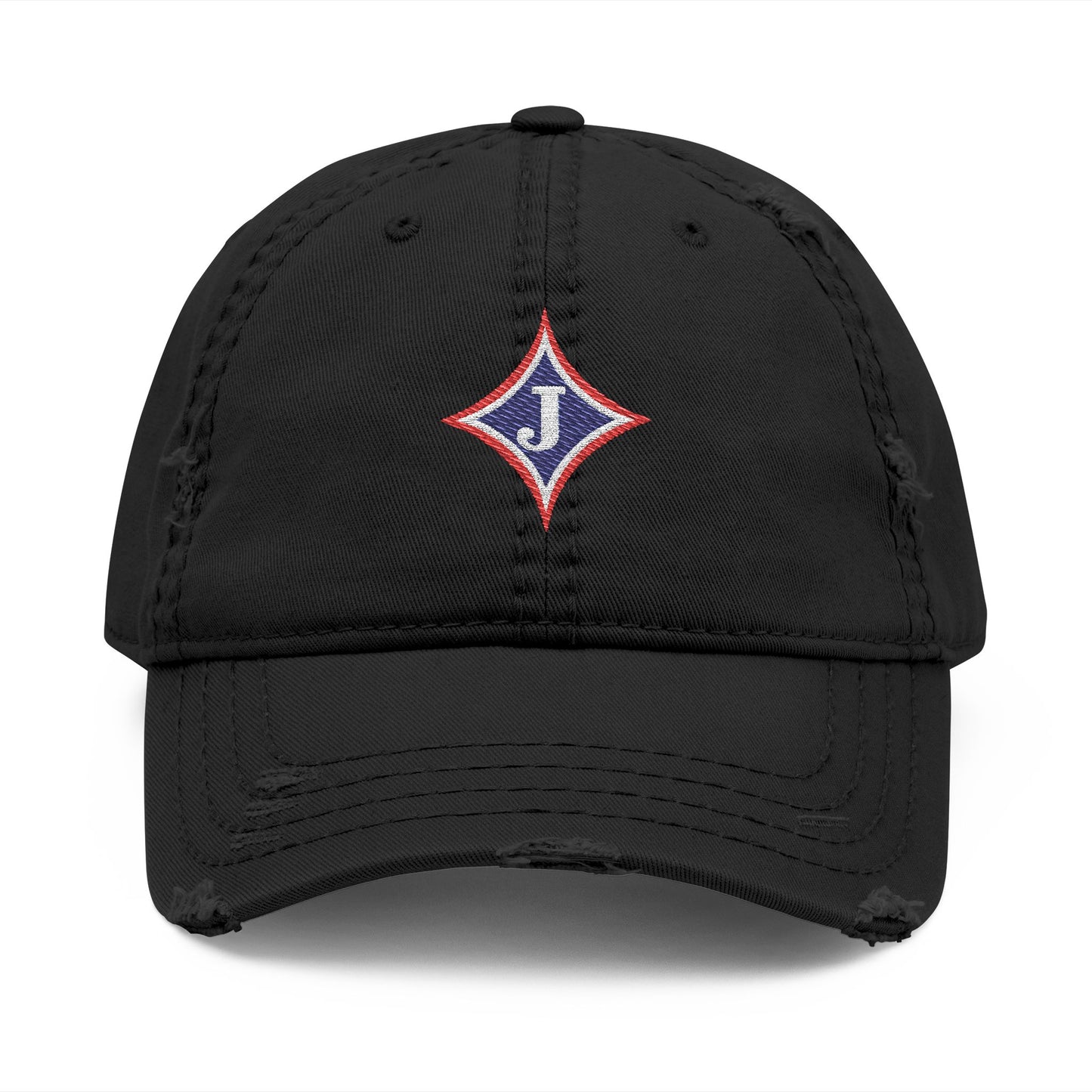 Jefferson J Diamond Distressed Embroidered Dad Hat
