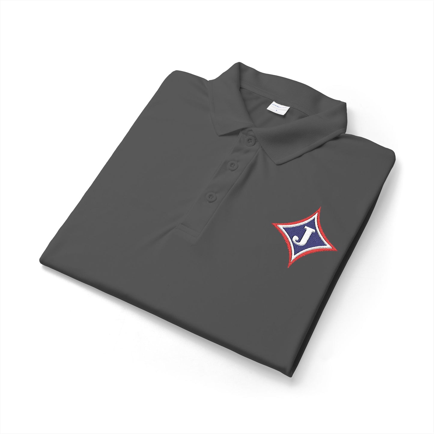 Embroidered Jefferson Diamond Shirt — Classic White Performance Golf Polo