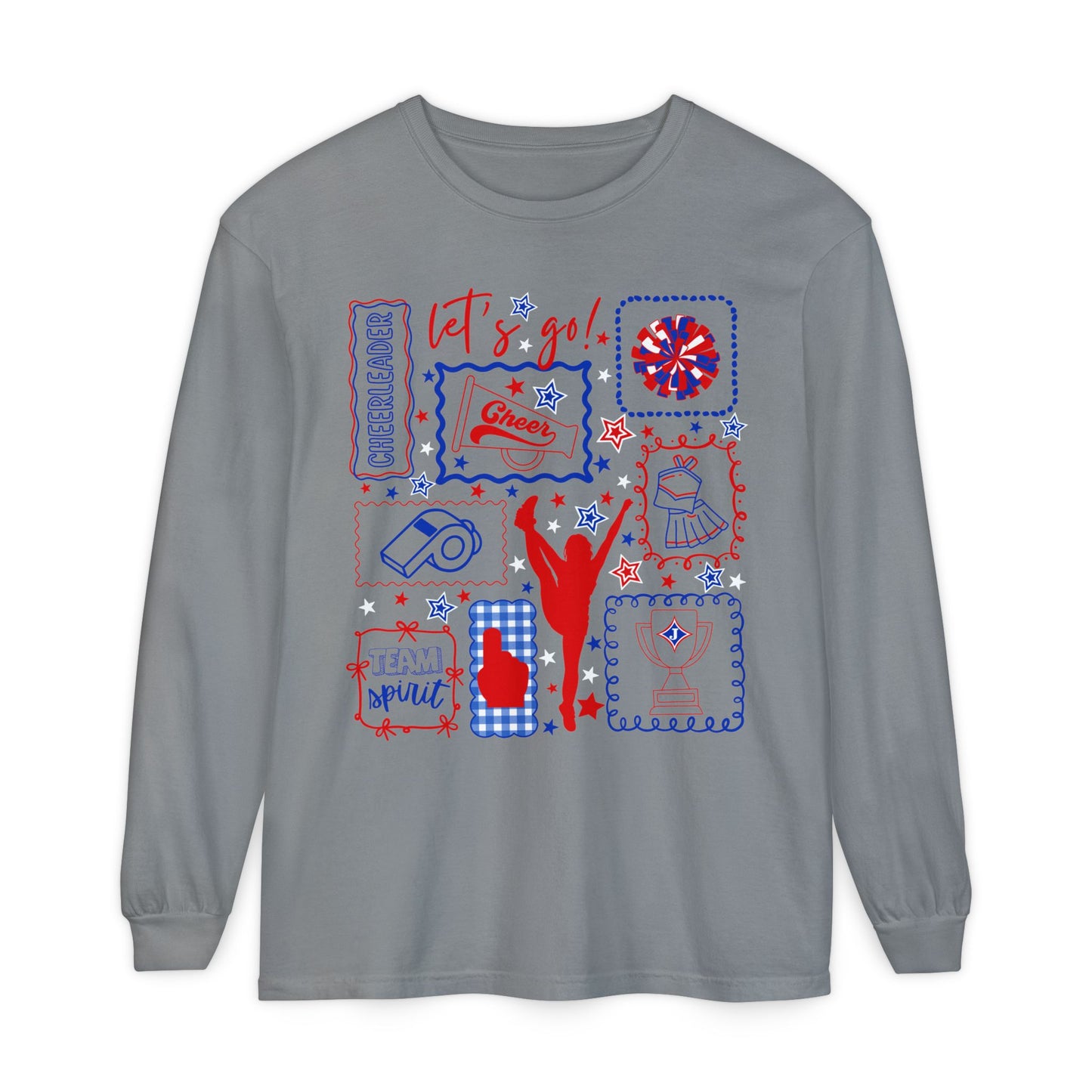 Cheer Icon Grid Long Sleeve Tee (Comfort Colors)