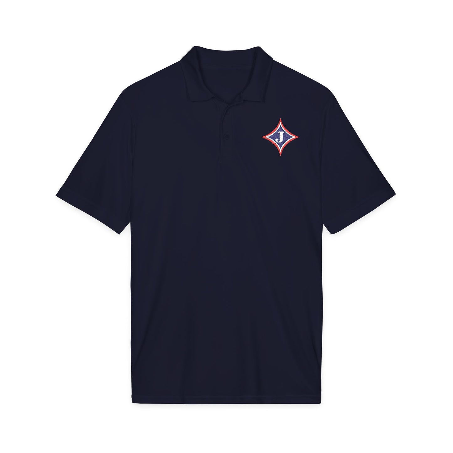 Embroidered Jefferson Diamond Shirt — Classic White Performance Golf Polo