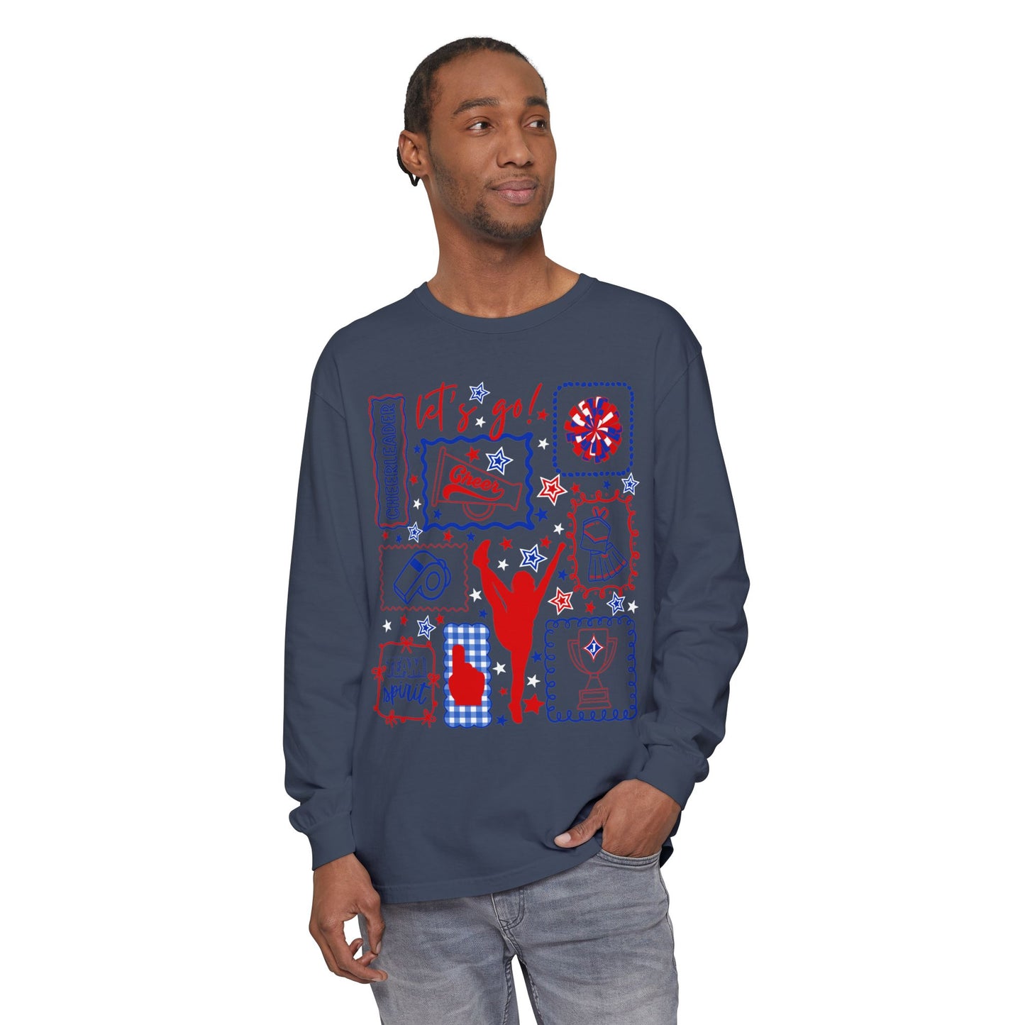 Cheer Icon Grid Long Sleeve Tee (Comfort Colors)