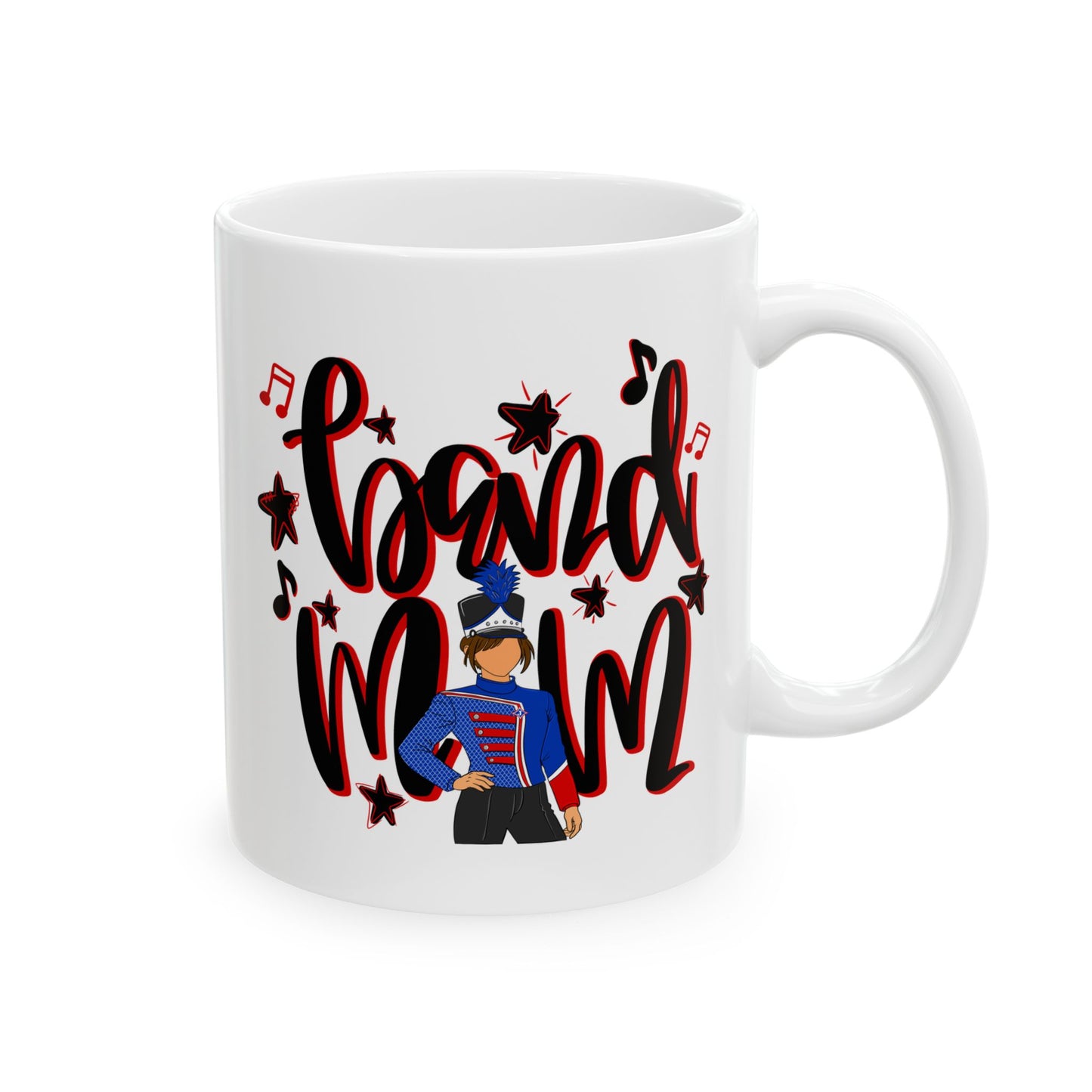 Band Mom Red Girl Ceramic Mug — 11oz & 15oz Coffee Cup