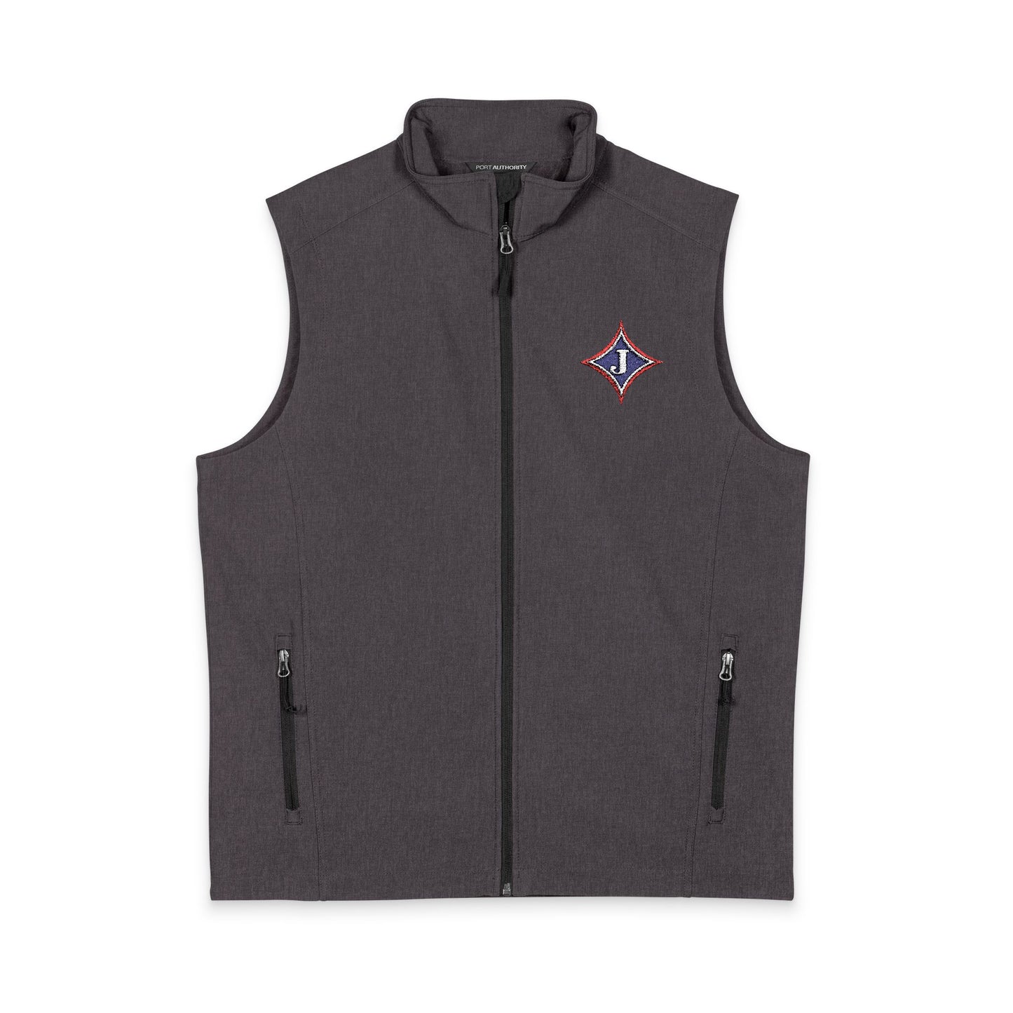 Jefferson J Diamond Embroidered Nautical Compass Soft Shell Vest — Men's Lightweight Windproof Vest