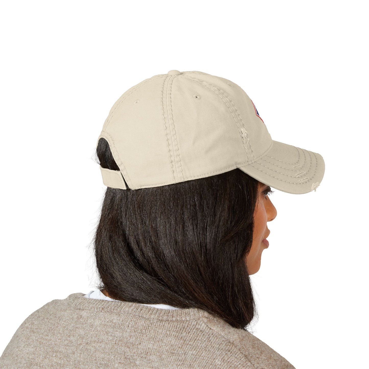 Jefferson J Diamond Distressed Embroidered Dad Hat