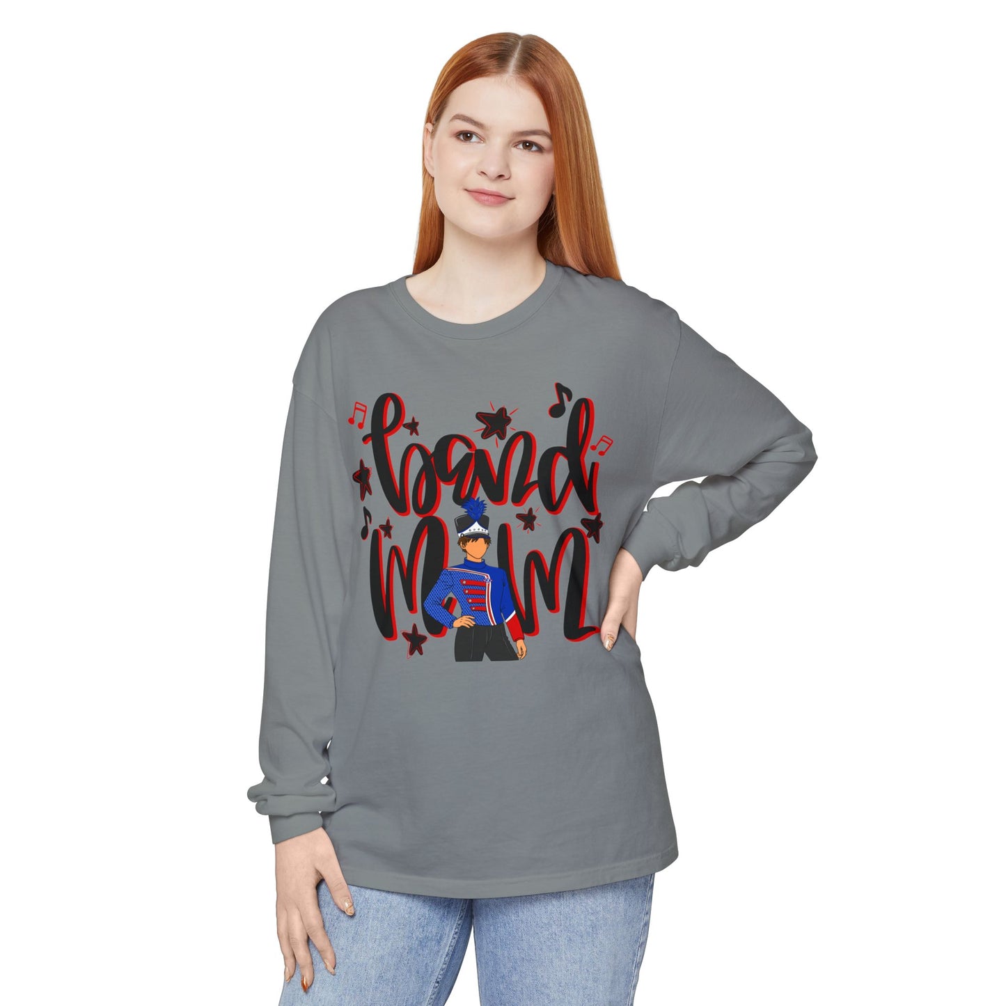 Band Mom Red Boy Long Sleeve Tee (Comfort Colors)