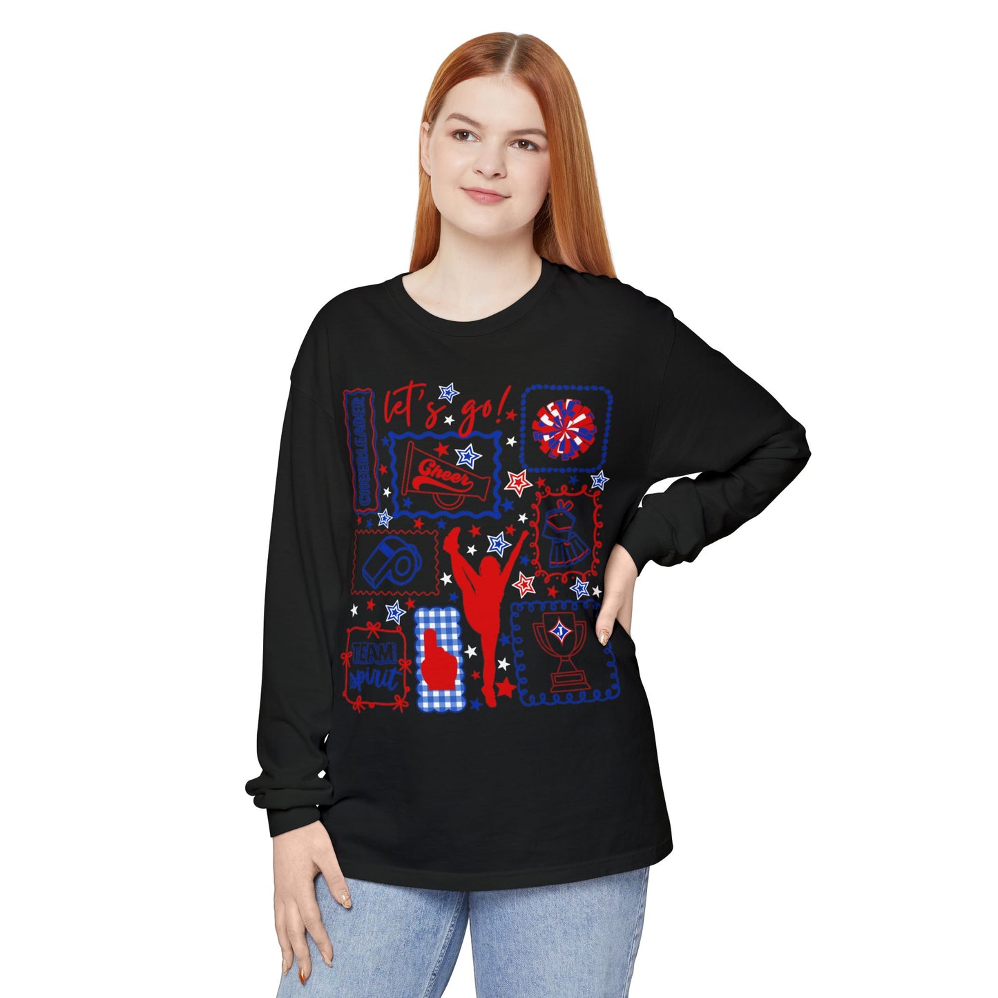 Cheer Icon Grid Long Sleeve Tee (Comfort Colors)