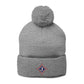 Jefferson J Diamond Embroidered Pom-Pom Knit Hat