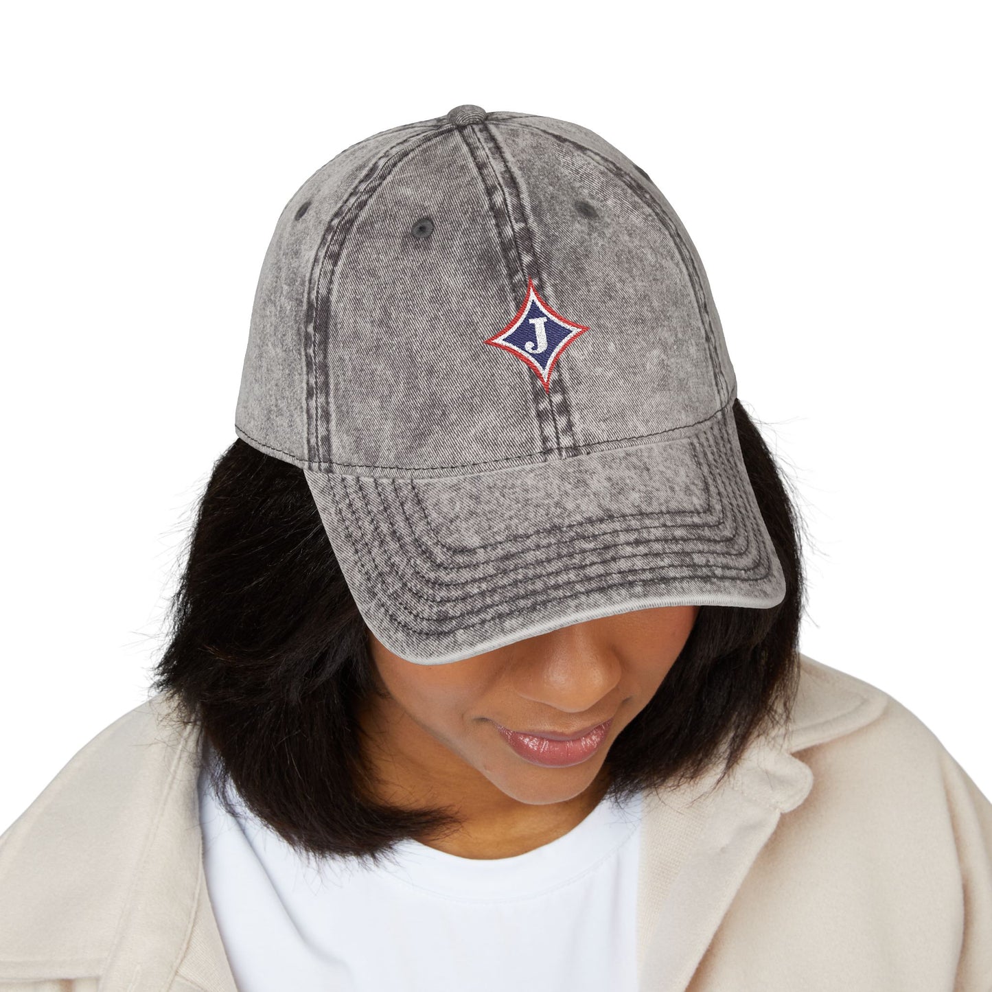 Jefferson J Diamond Vintage Embroidered Baseball Cap