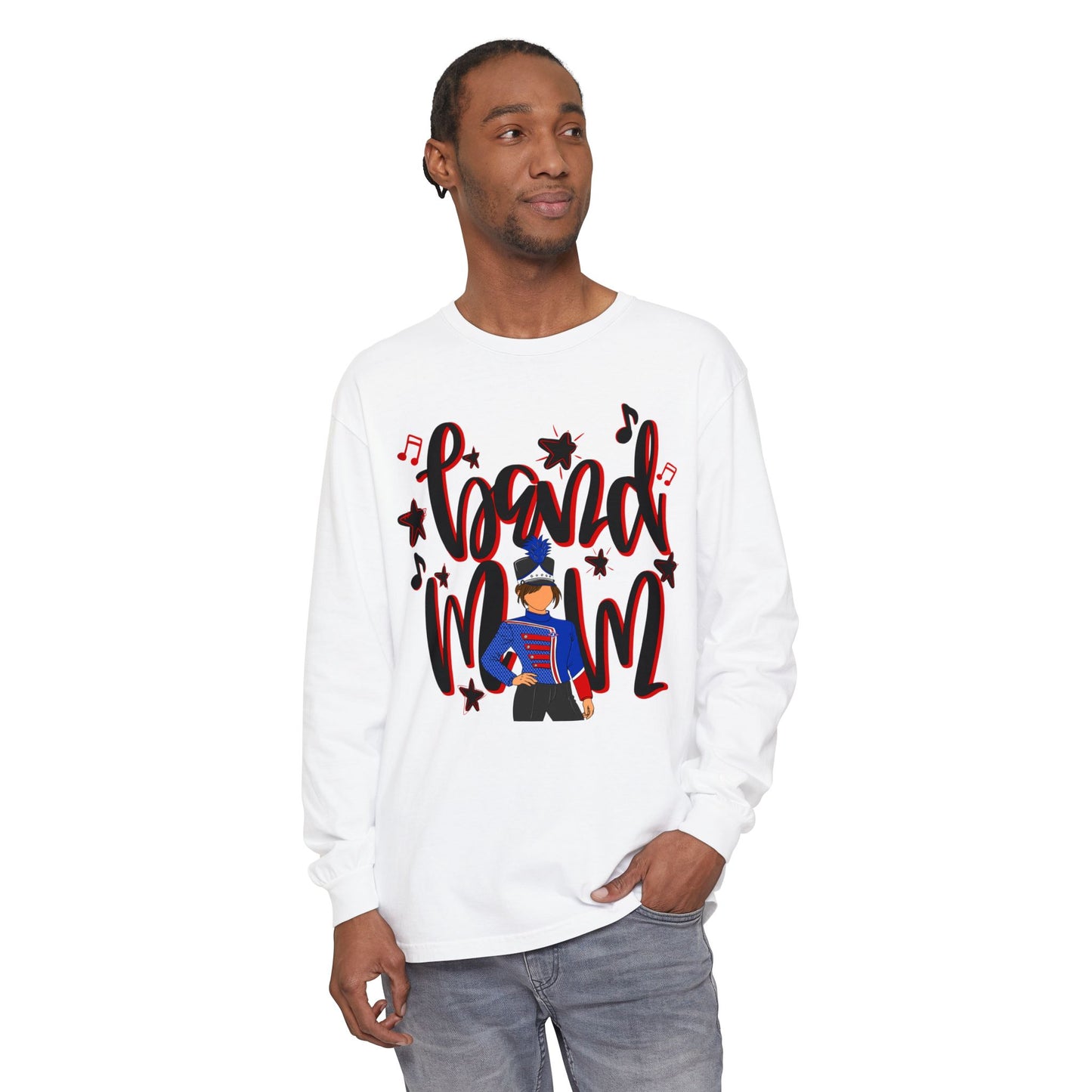 Band Mom Red Girl Long Sleeve Tee (Comfort Colors)