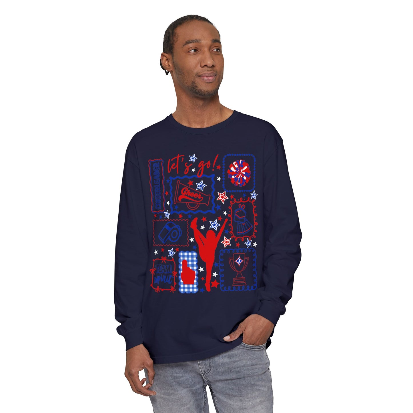 Cheer Icon Grid Long Sleeve Tee (Comfort Colors)