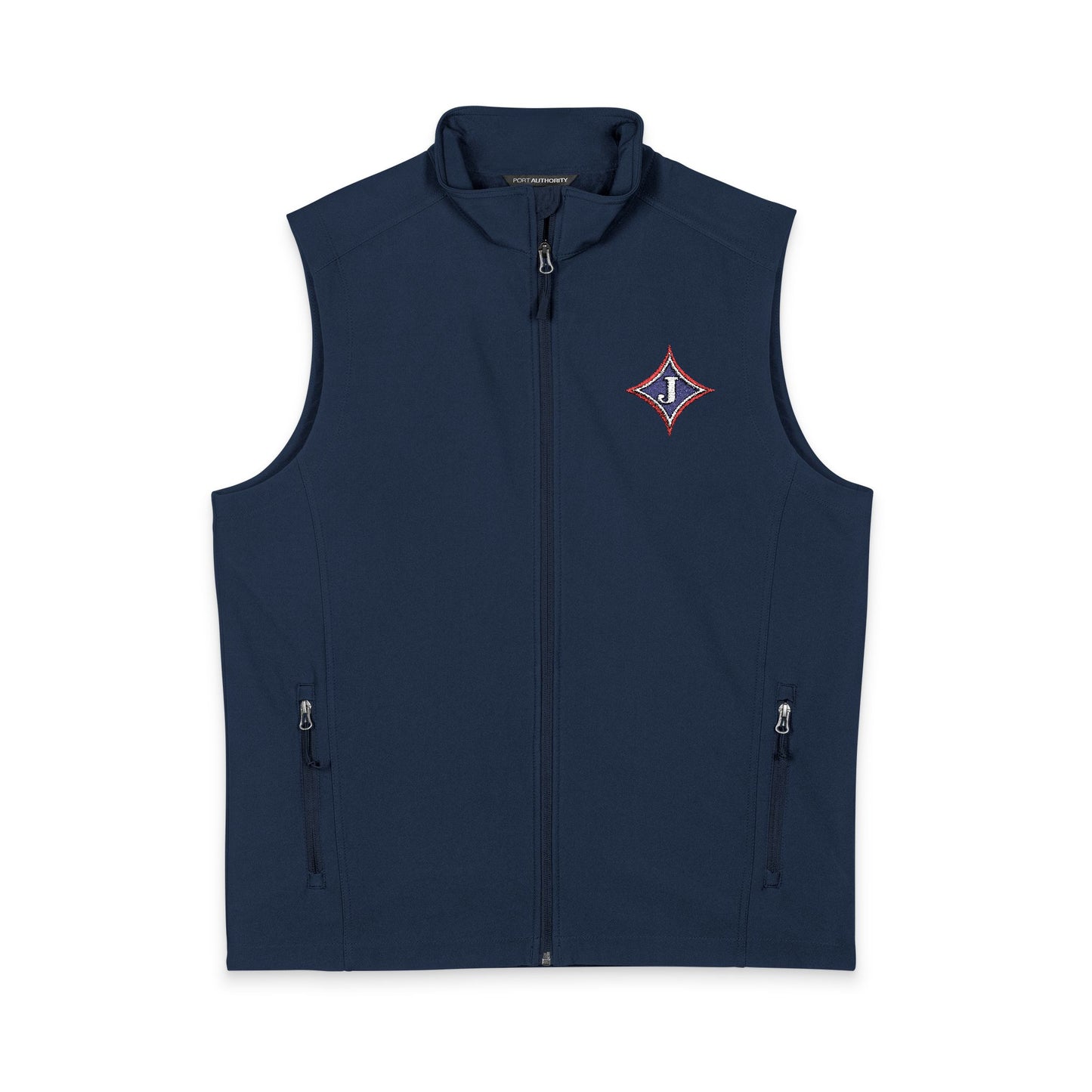 Jefferson J Diamond Embroidered Nautical Compass Soft Shell Vest — Men's Lightweight Windproof Vest