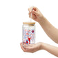 Cheer Icon Grid Sipper Glass — 16oz Reusable Tumbler with Bamboo Lid