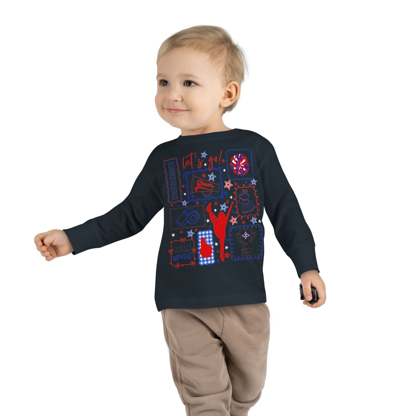 Cheer Icon Grid Toddler Long Sleeve Tee