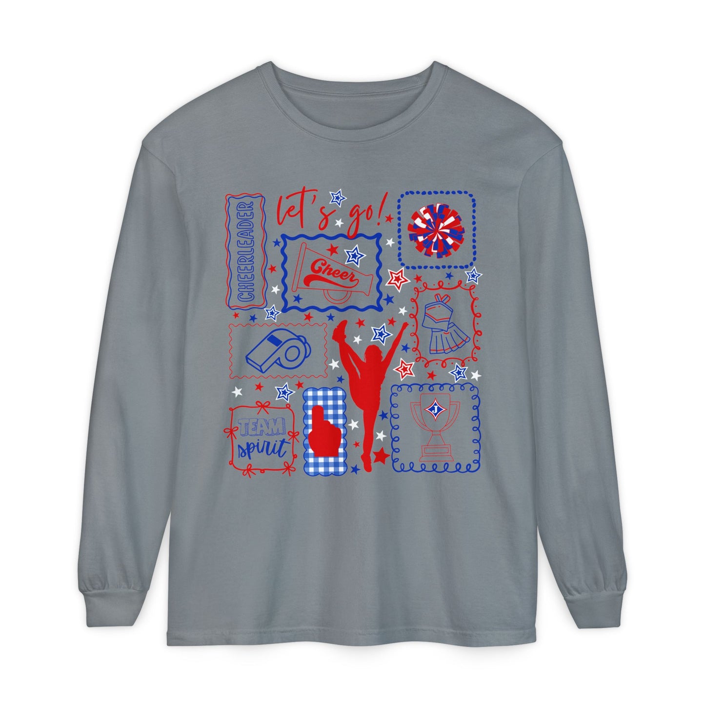 Cheer Icon Grid Long Sleeve Tee (Comfort Colors)