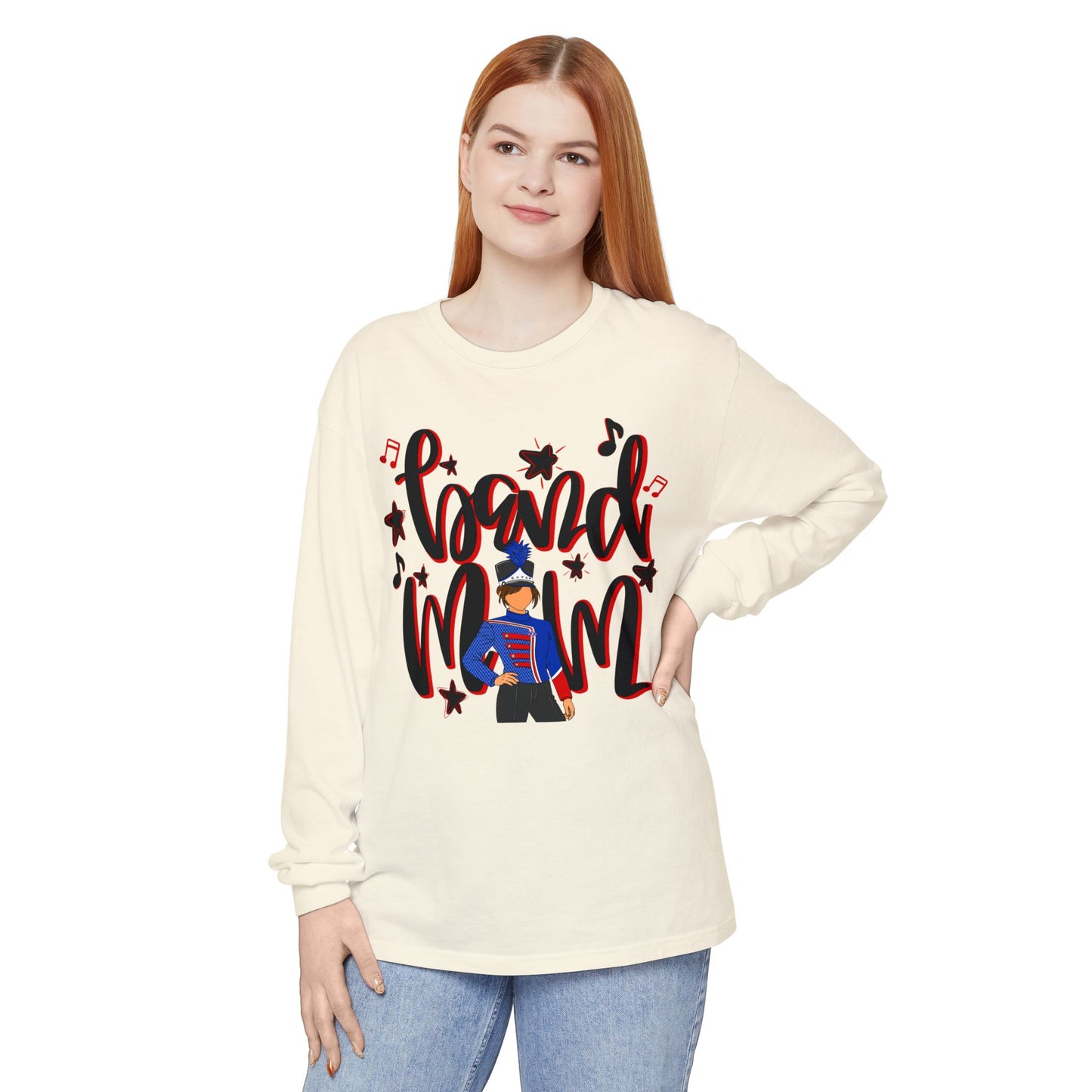 Band Mom Red Girl Long Sleeve Tee (Comfort Colors)