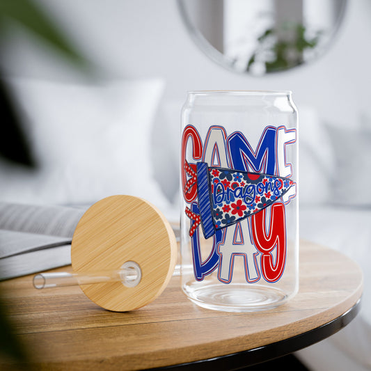 Game Day Dragons Sipper Glass — 16oz Reusable Tumbler with Bamboo Lid