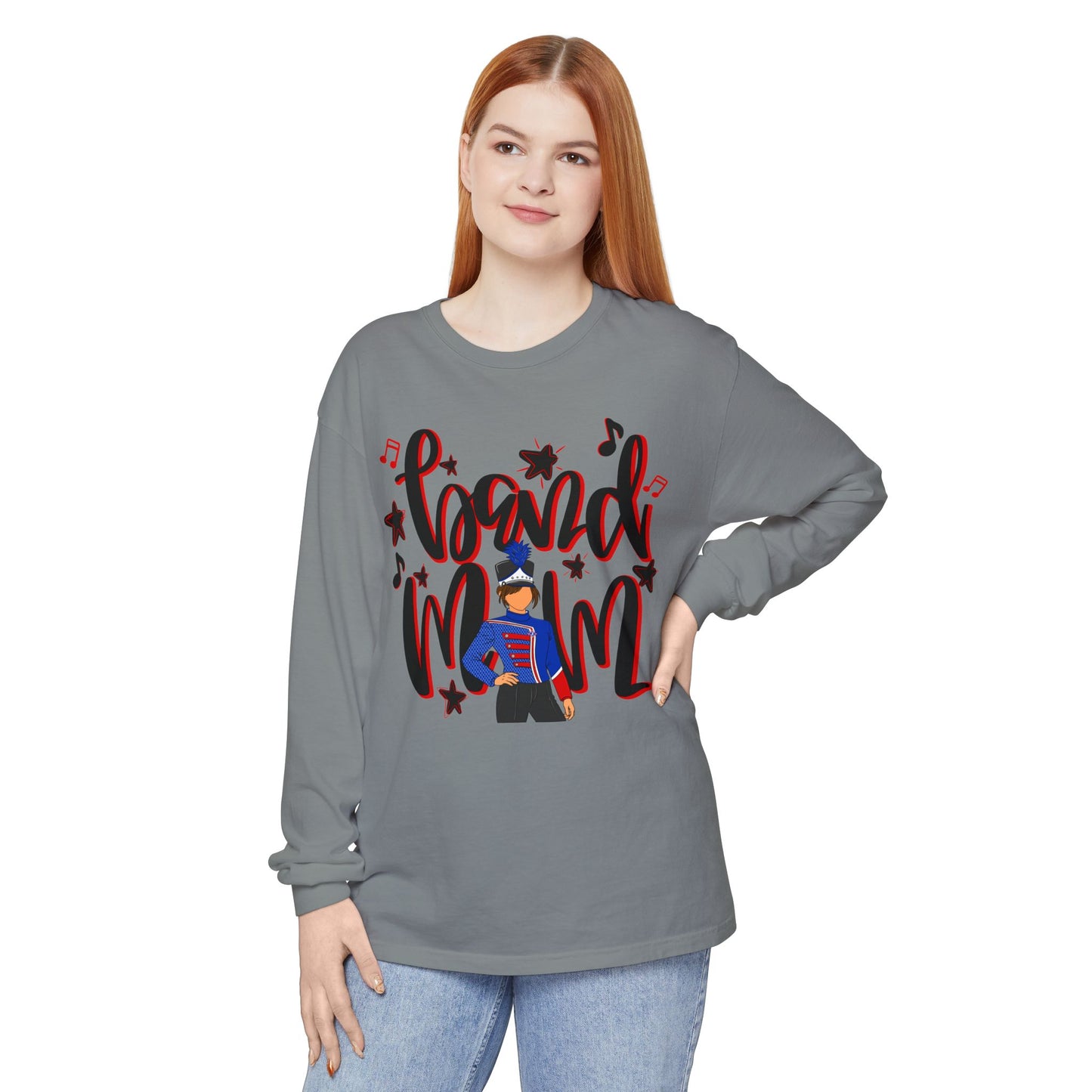 Band Mom Red Girl Long Sleeve Tee (Comfort Colors)