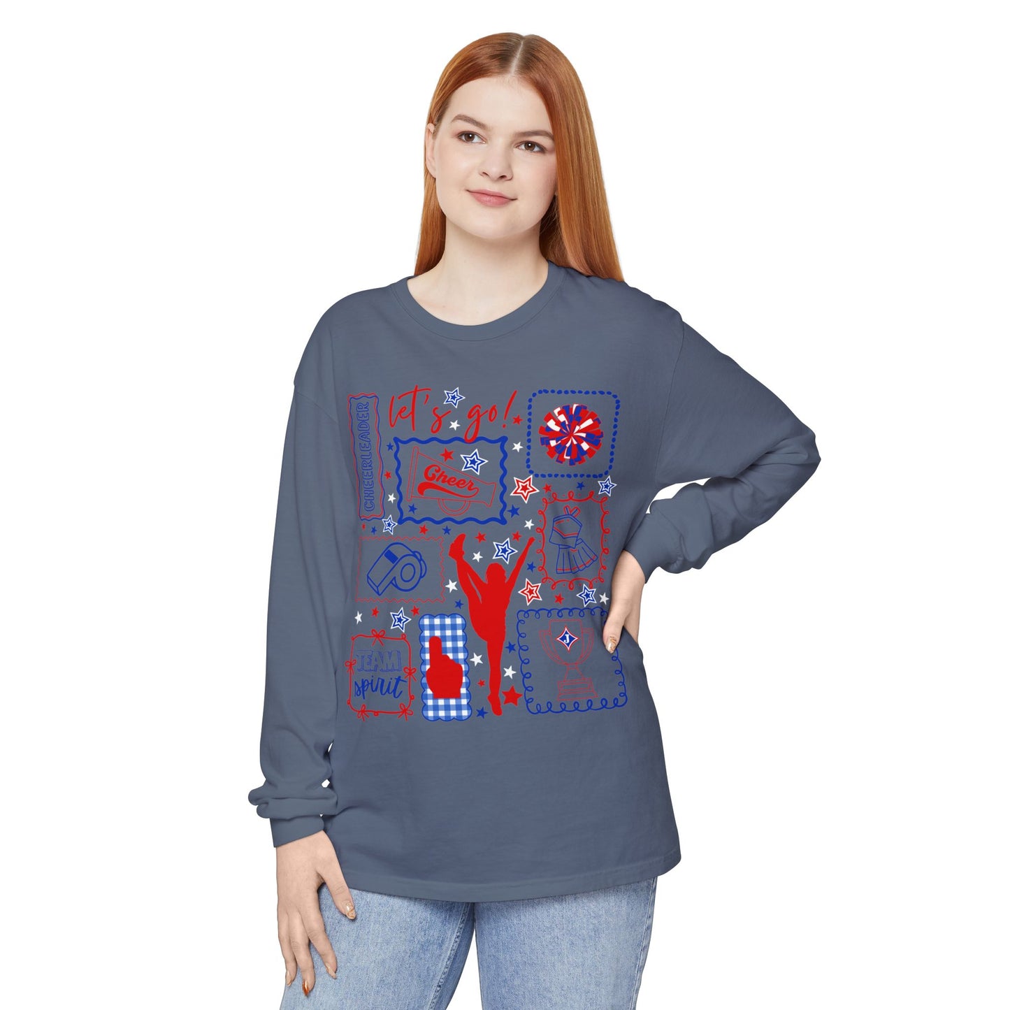 Cheer Icon Grid Long Sleeve Tee (Comfort Colors)