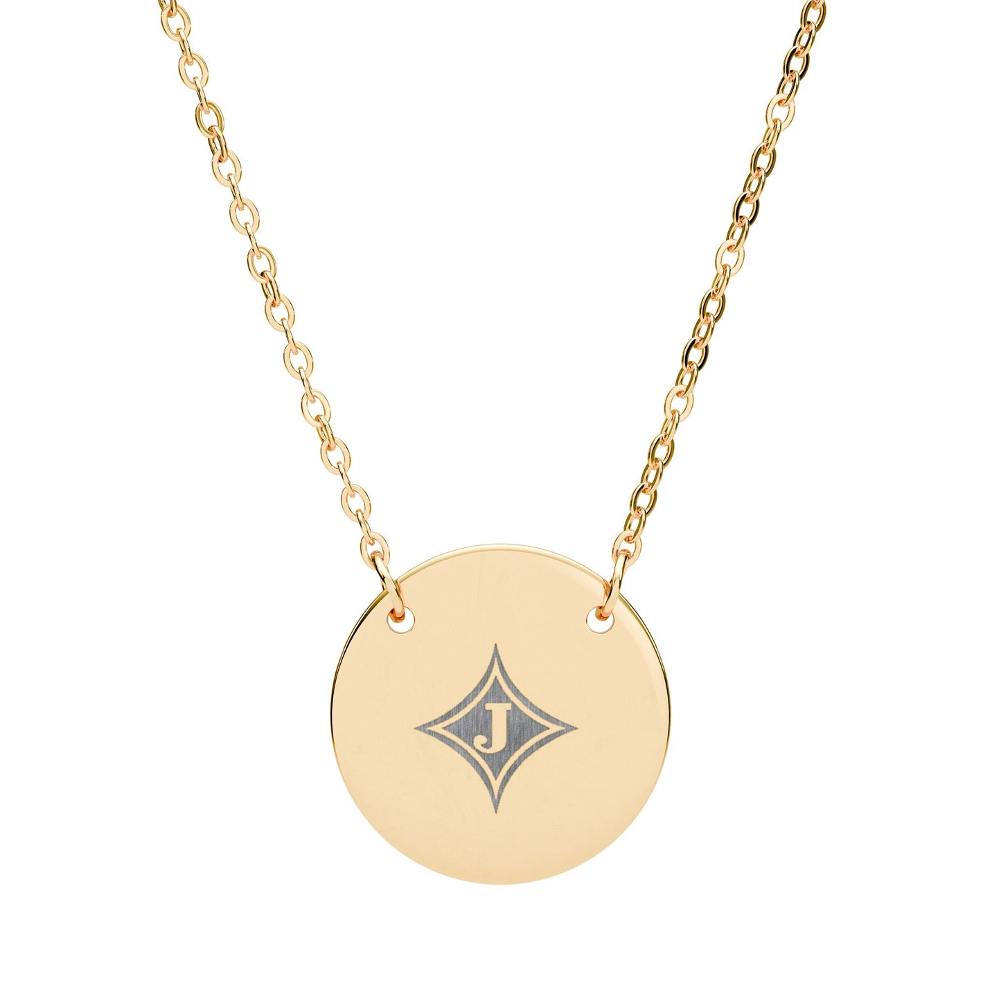 Jefferson J Diamond Engraved Circle Necklace